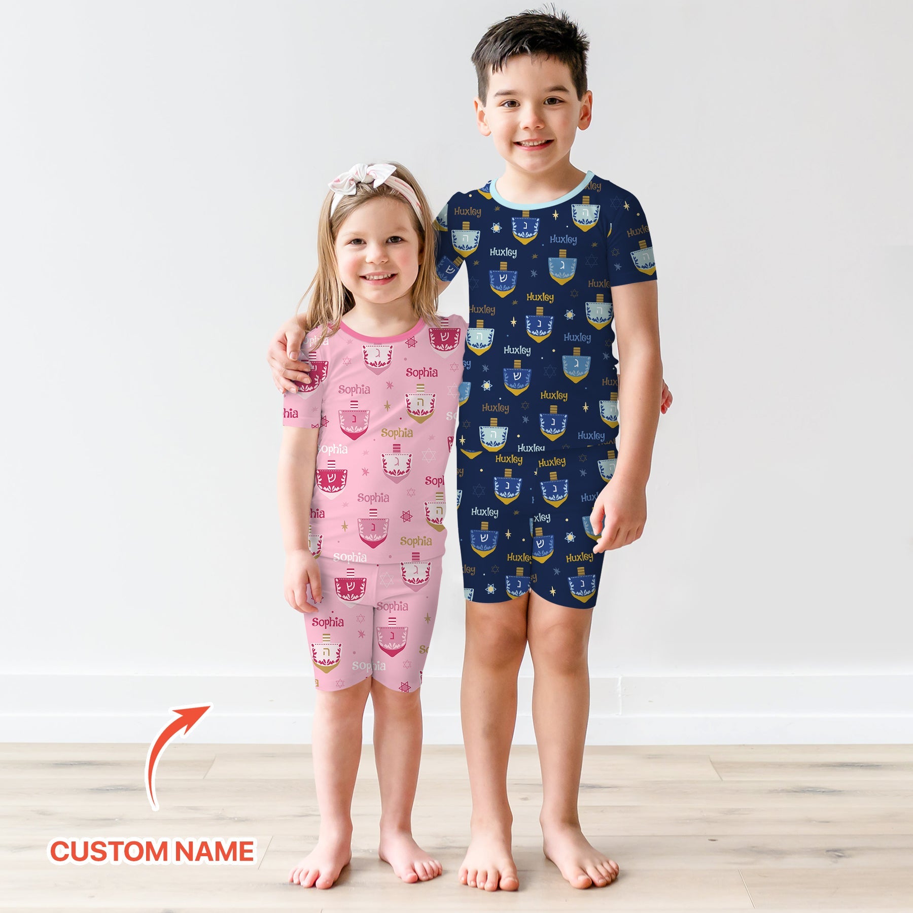 Hanukkah Dreidels Two Piece Short Sleeve & Shorts Pajama Set - StazzyBaby