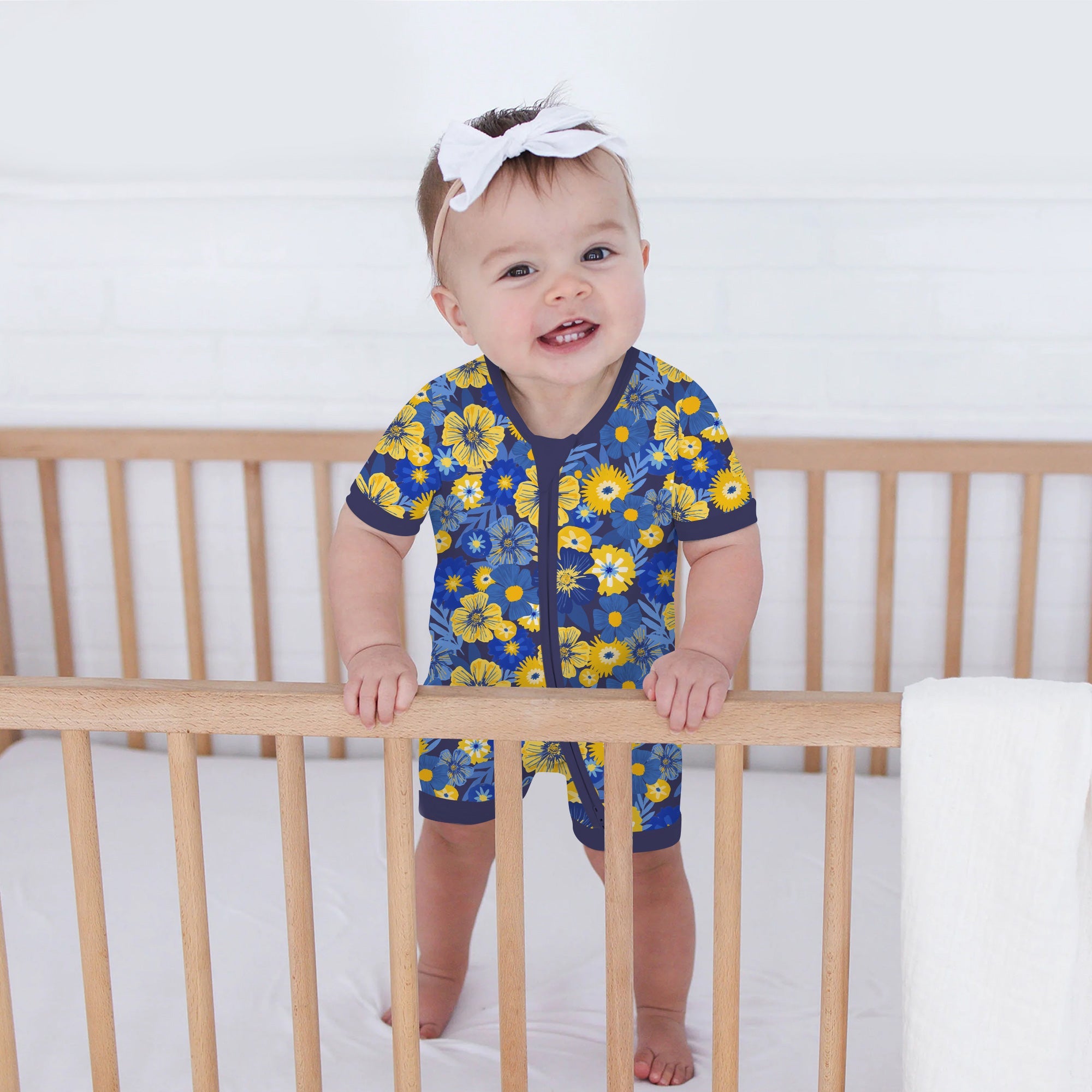 Hanukkah Little Flowers Girl Shorty Zippy - StazzyBaby