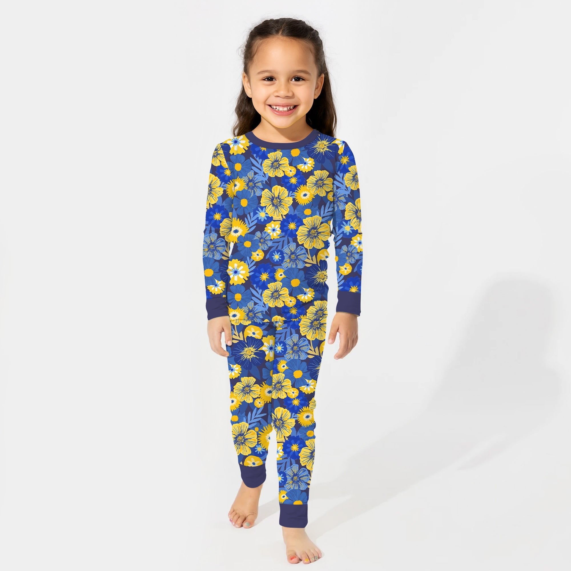 Hanukkah Little Flowers Girl Two - Piece Pajama Set - StazzyBaby