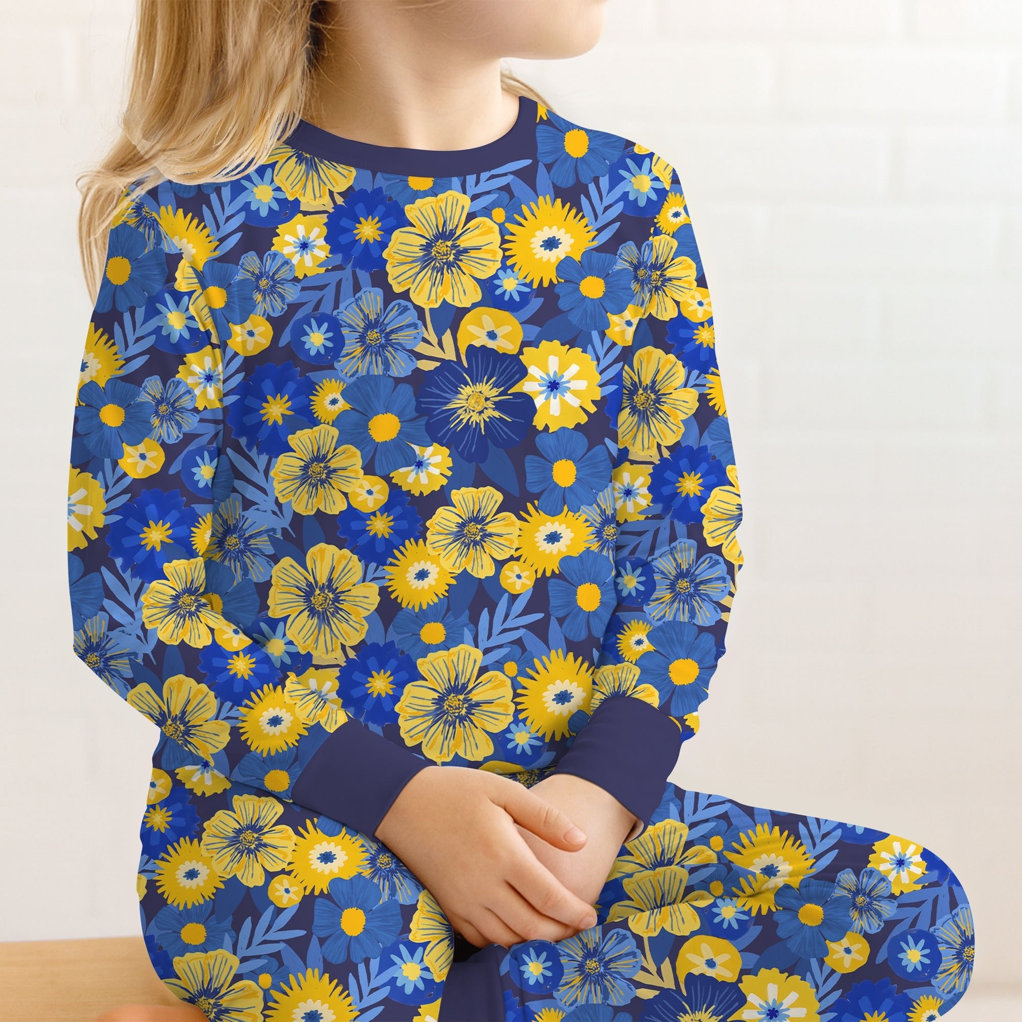 Hanukkah Little Flowers Girl Two - Piece Pajama Set - StazzyBaby