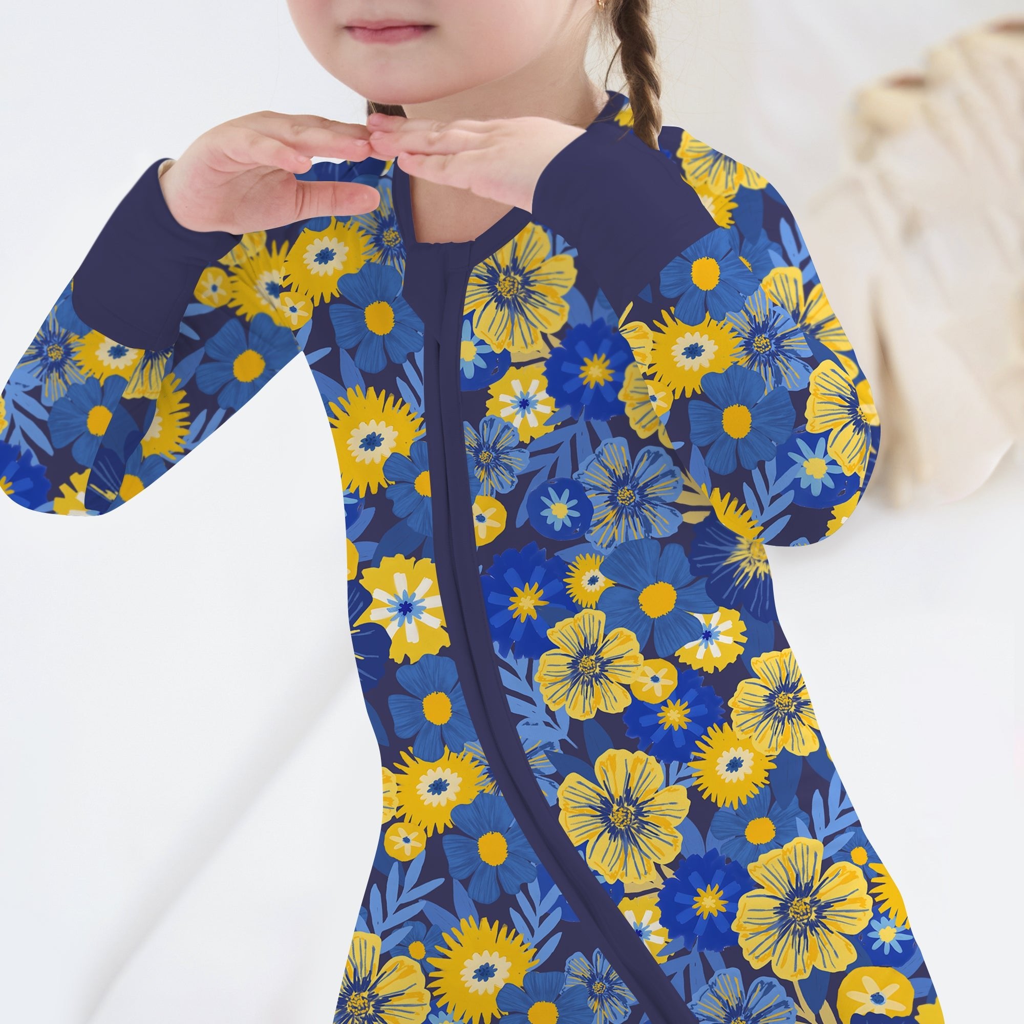 Hanukkah Little Flowers Girl Zippy - StazzyBaby
