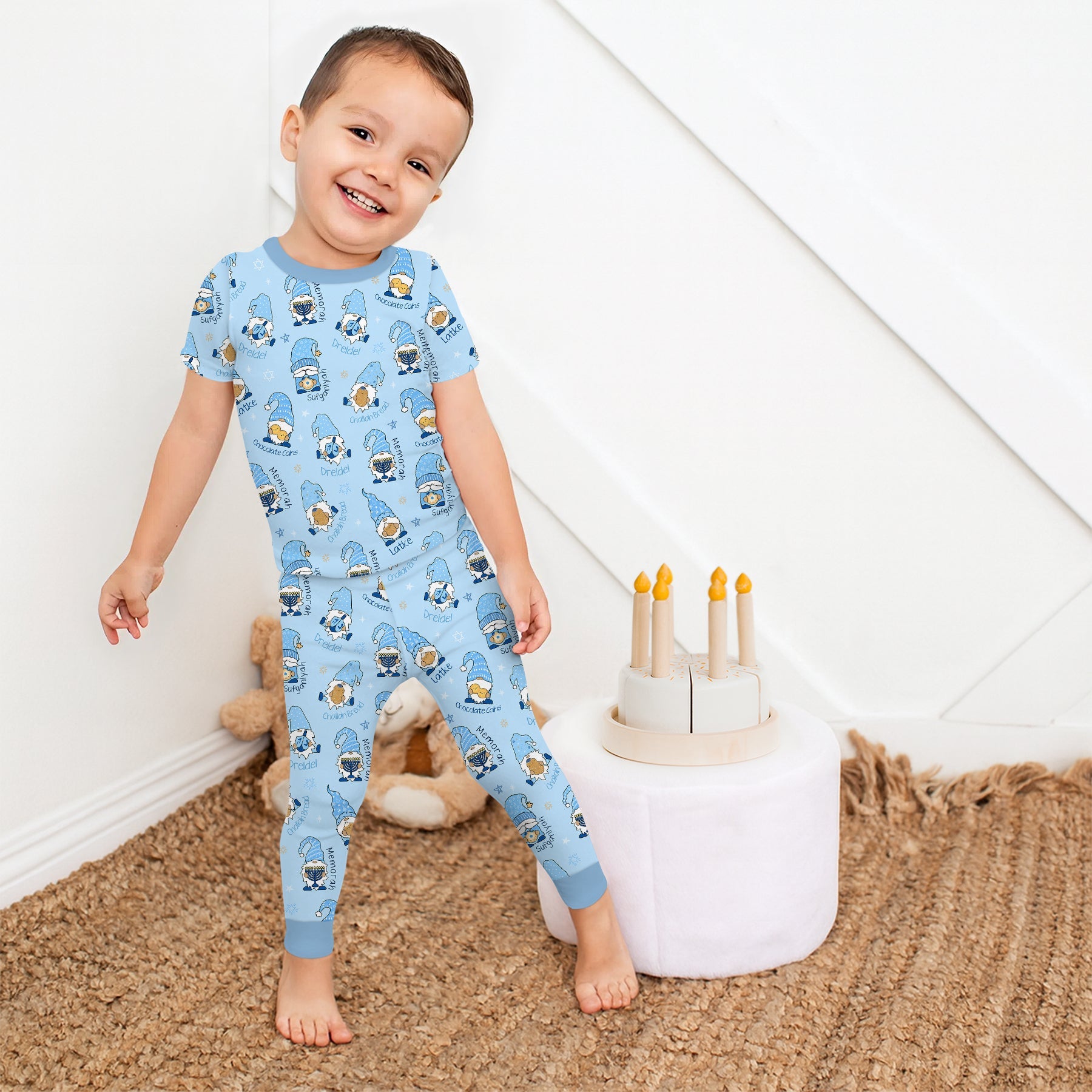 Happy Hanukkah Matching Family Short Sleeve & Pants Pajama Set - StazzyBaby