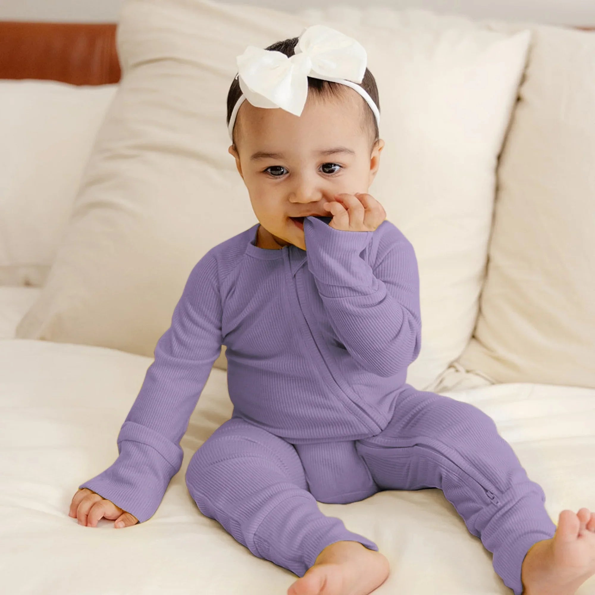 Lavender Ribbed Zippy - StazzyBaby