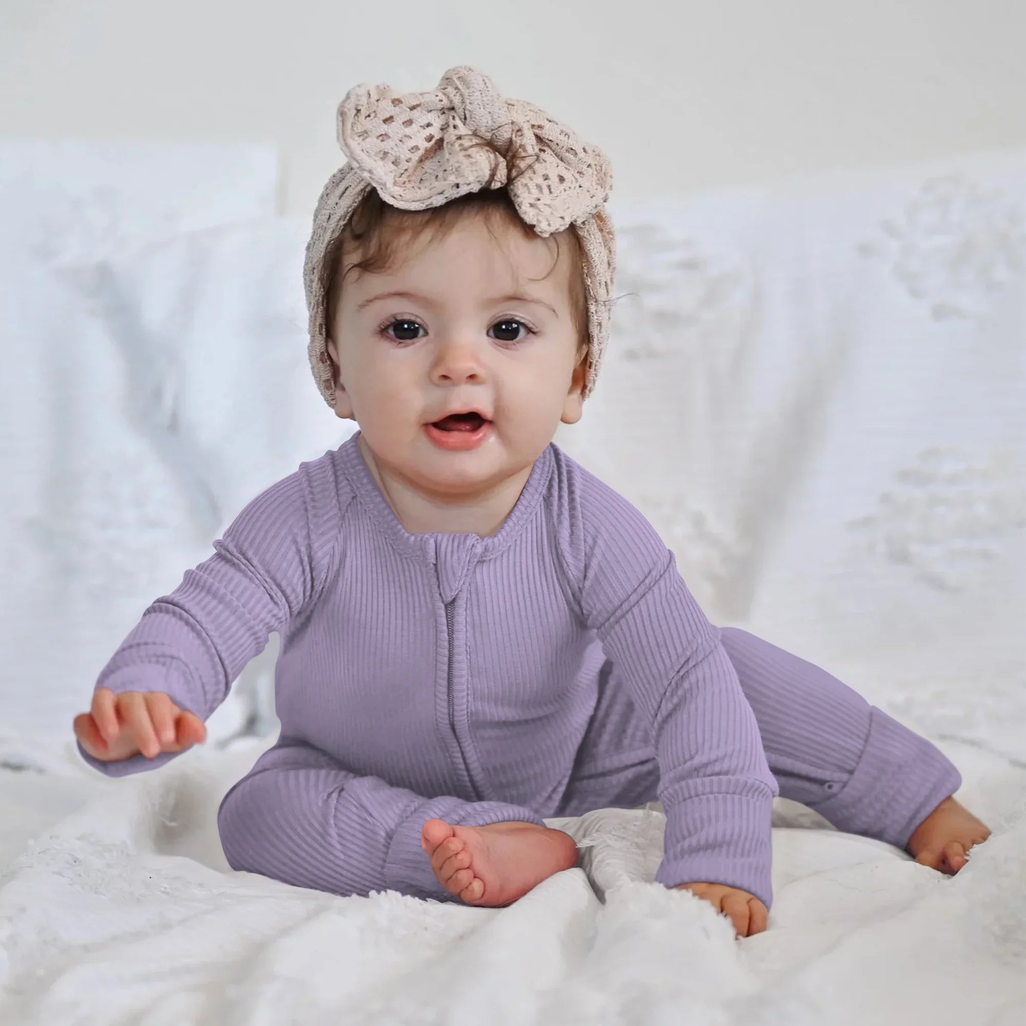 Lavender Ribbed Zippy - StazzyBaby