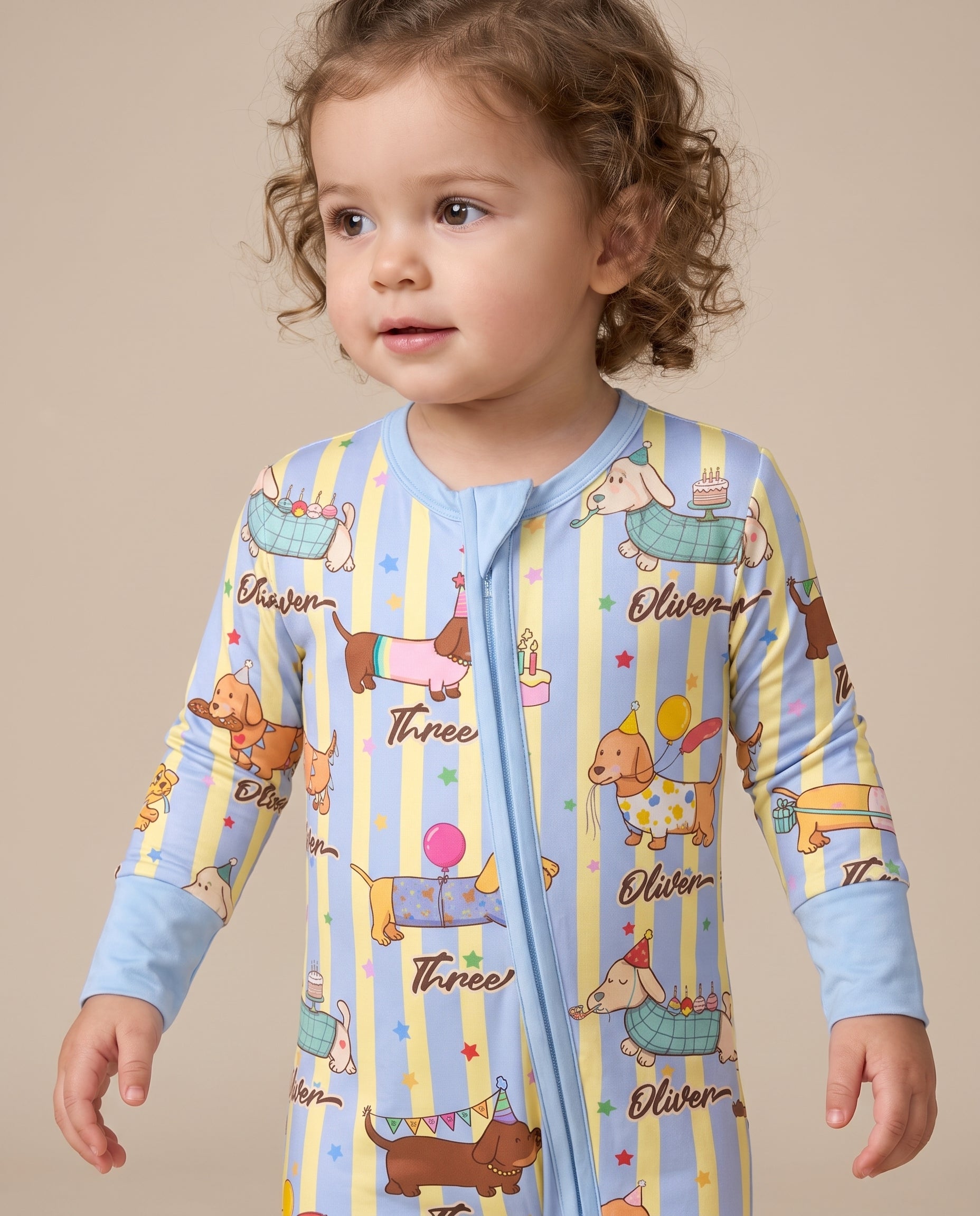 Birthday Dachshund Convertible Zipper Romper