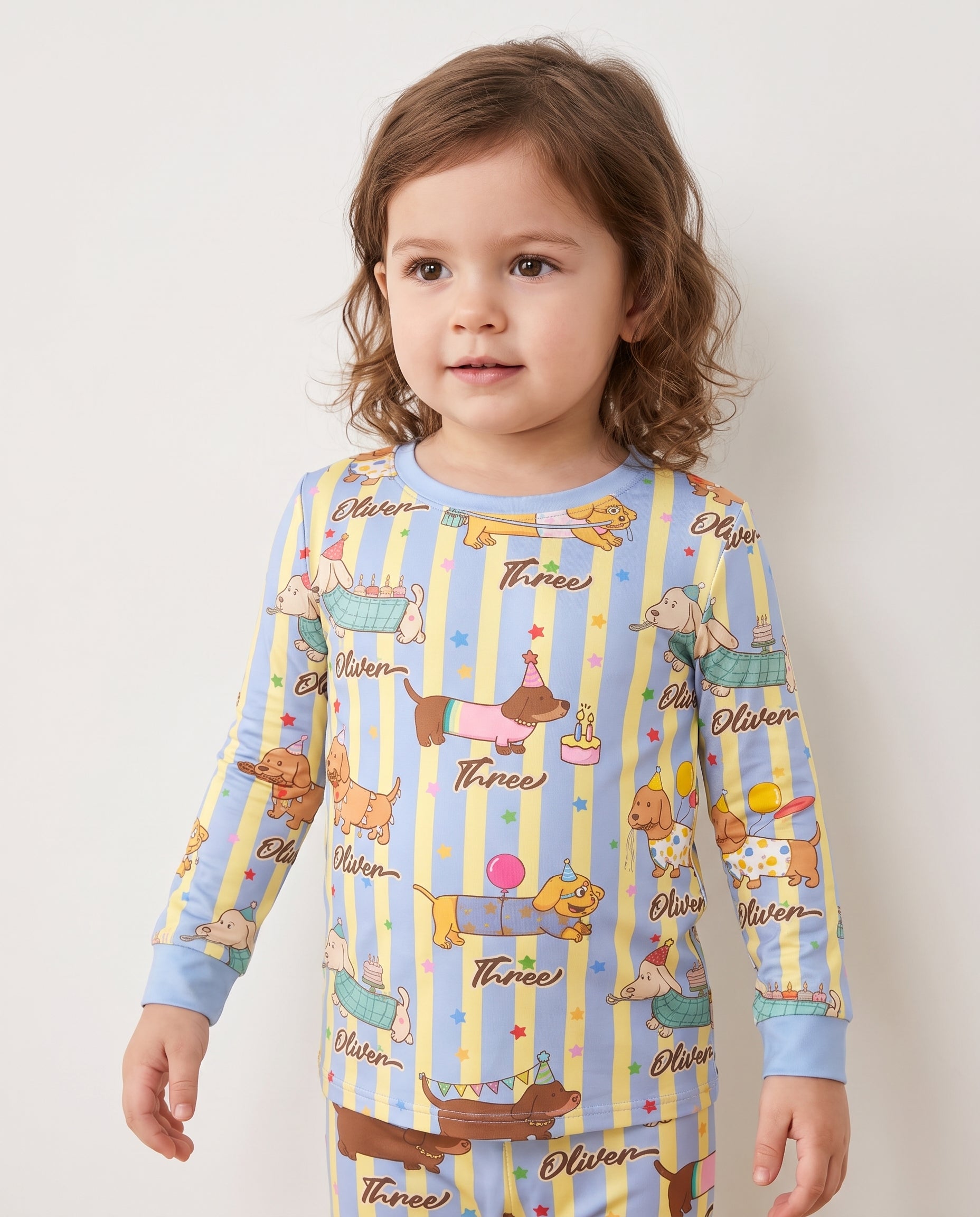 Birthday Dachshund Two Piece Long Sleeve Pajama Set