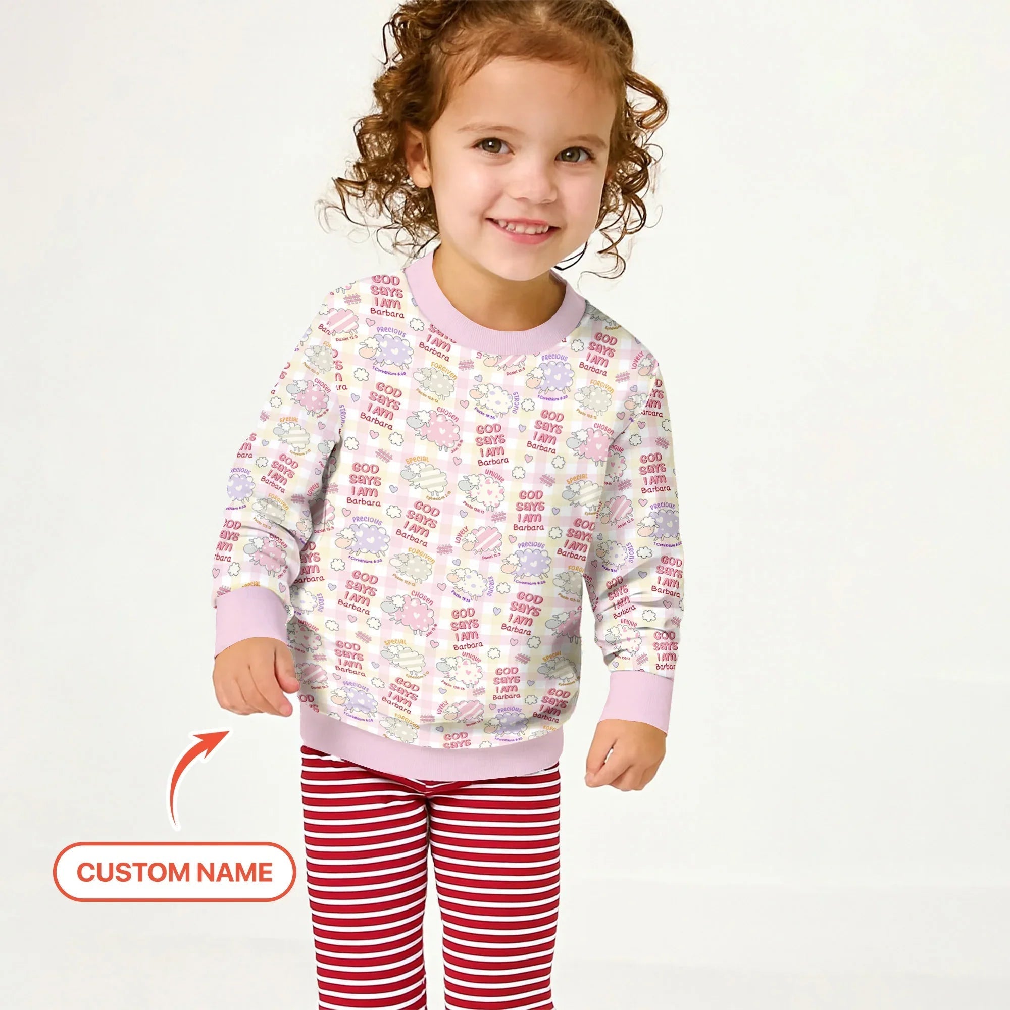 Little Lamb God Says I Am Custom Name Crewneck Sweatshirt - StazzyBaby