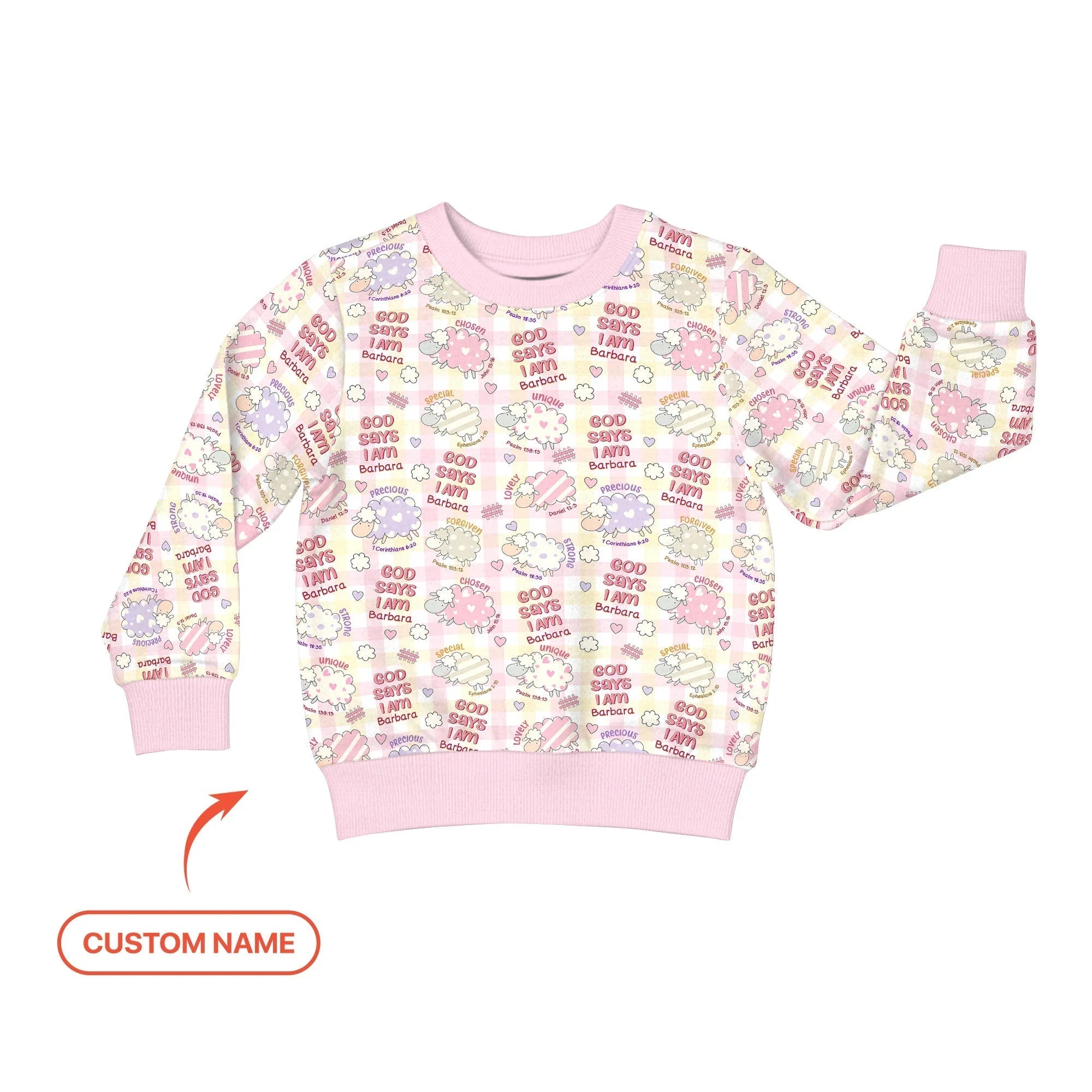 Little Lamb God Says I Am Custom Name Crewneck Sweatshirt - StazzyBaby