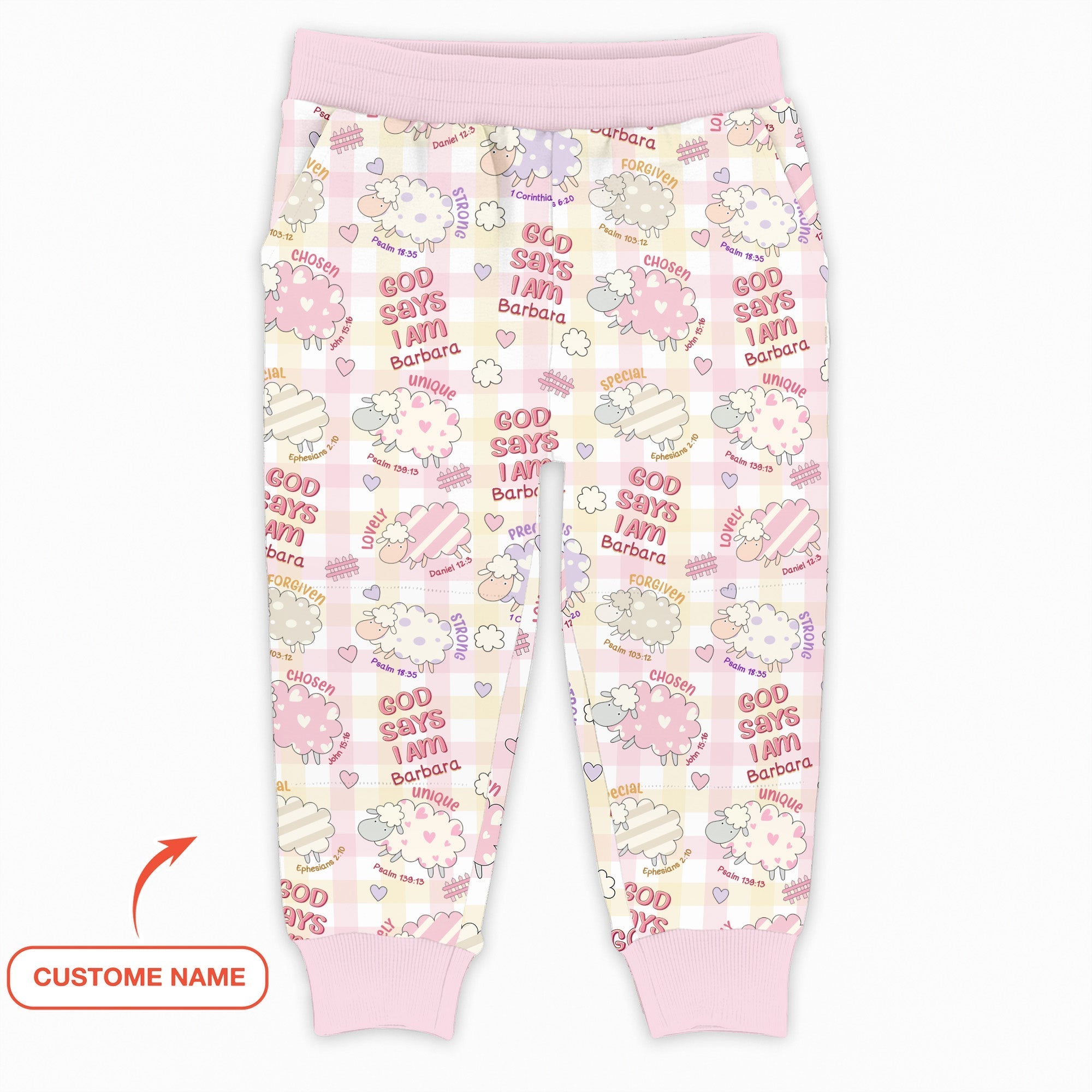 Little Lamb God Says I Am Custom Name Jogger - StazzyBaby