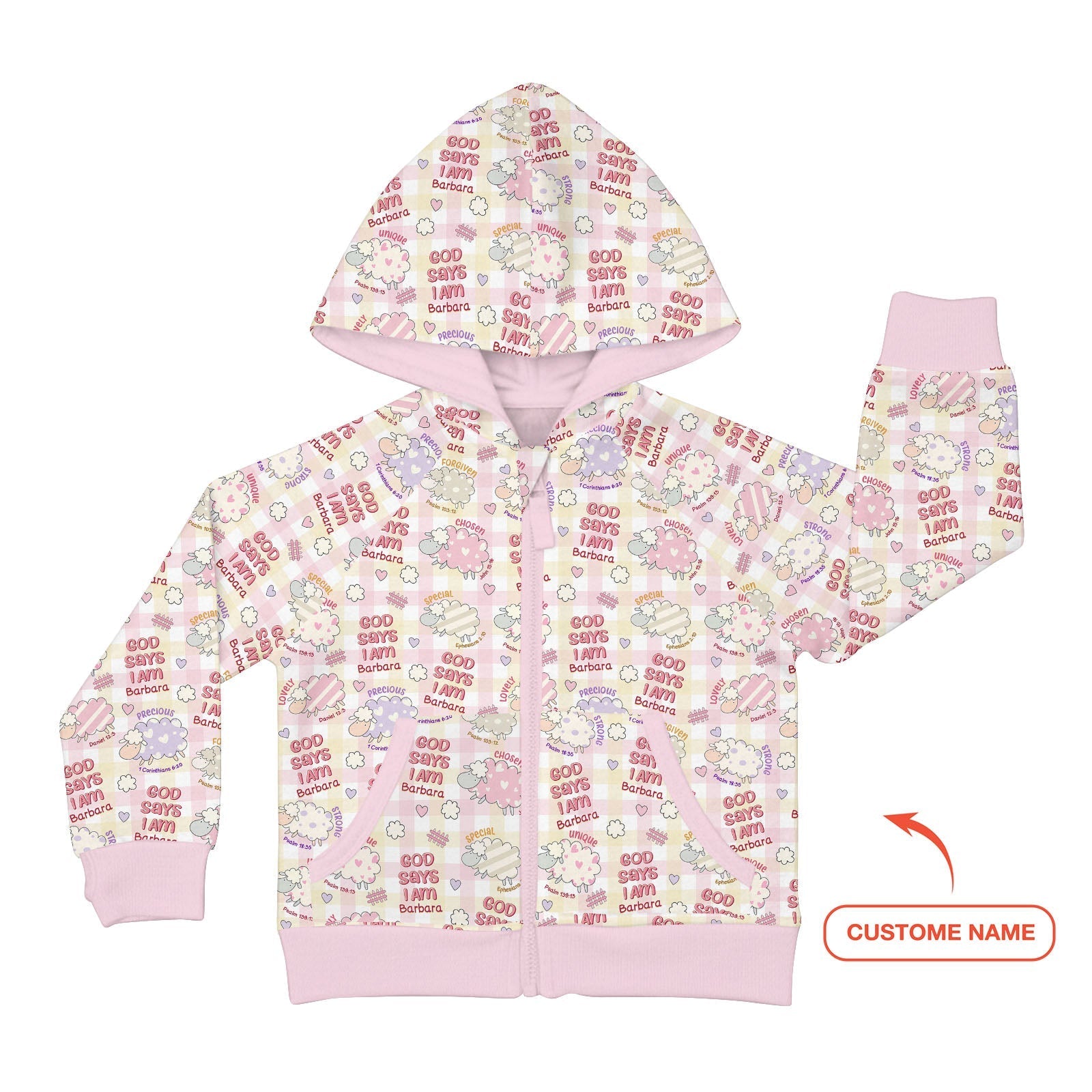 Little Lamb God Says I Am Custom Name Zip Hoodie - StazzyBaby
