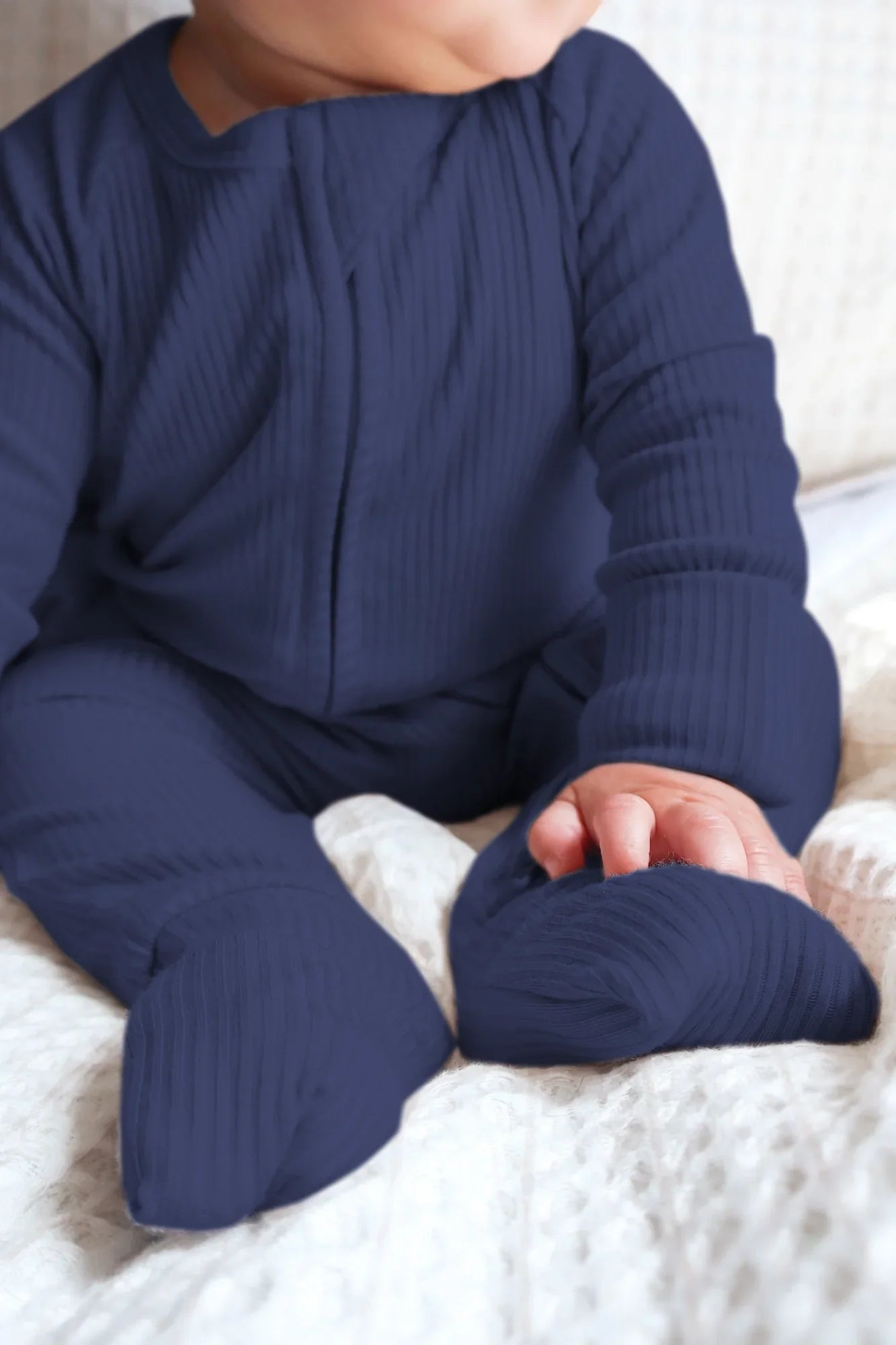 Midnight Blue Ribbed Zippy - StazzyBaby