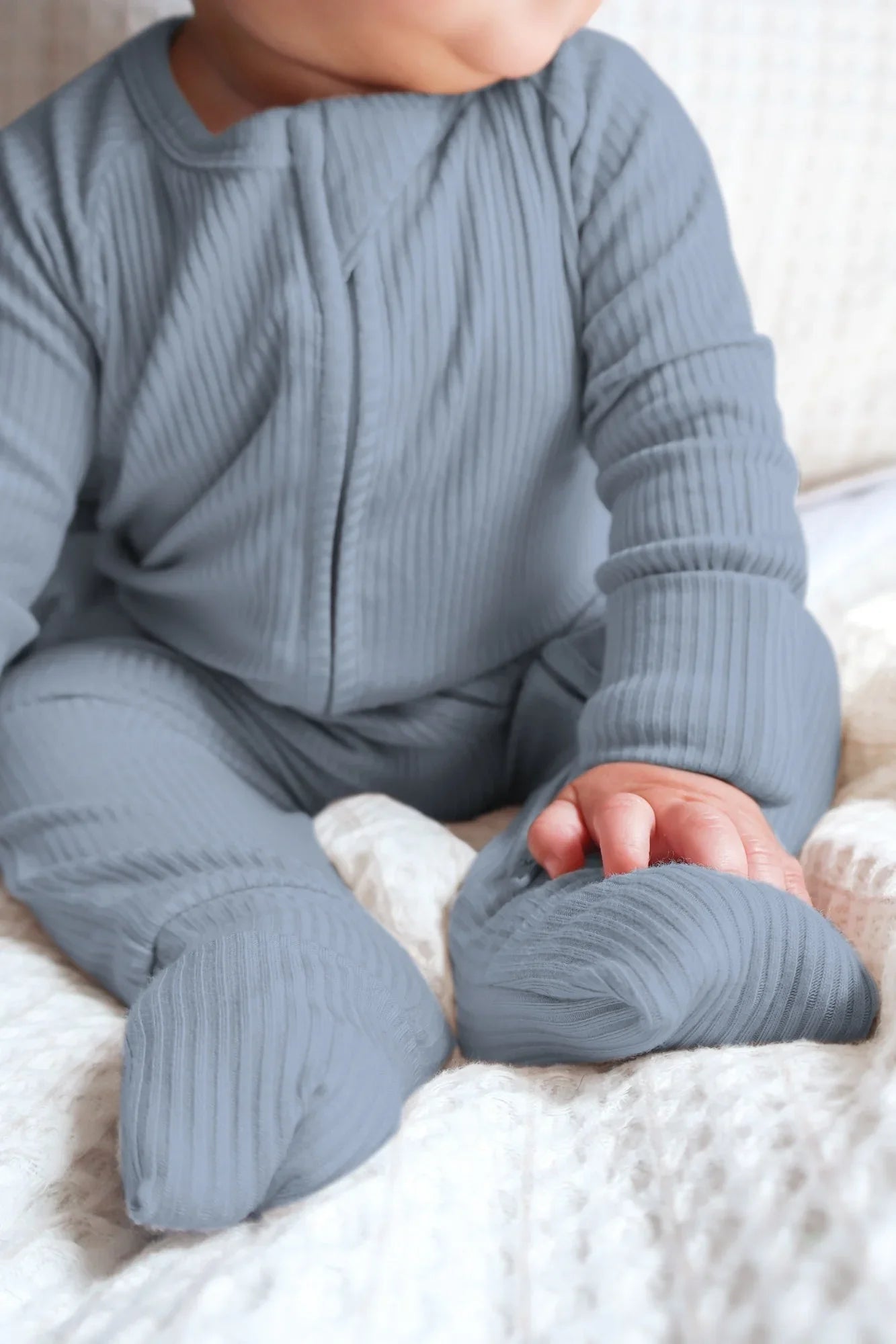 Misty Blue Ribbed Zippy - StazzyBaby