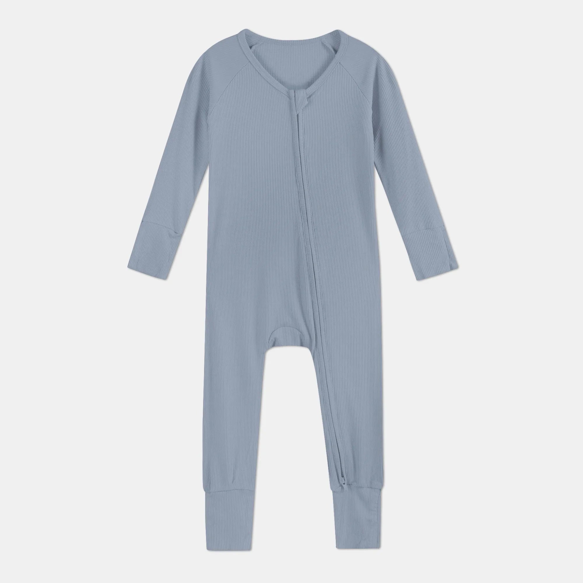 Misty Blue Ribbed Zippy - StazzyBaby