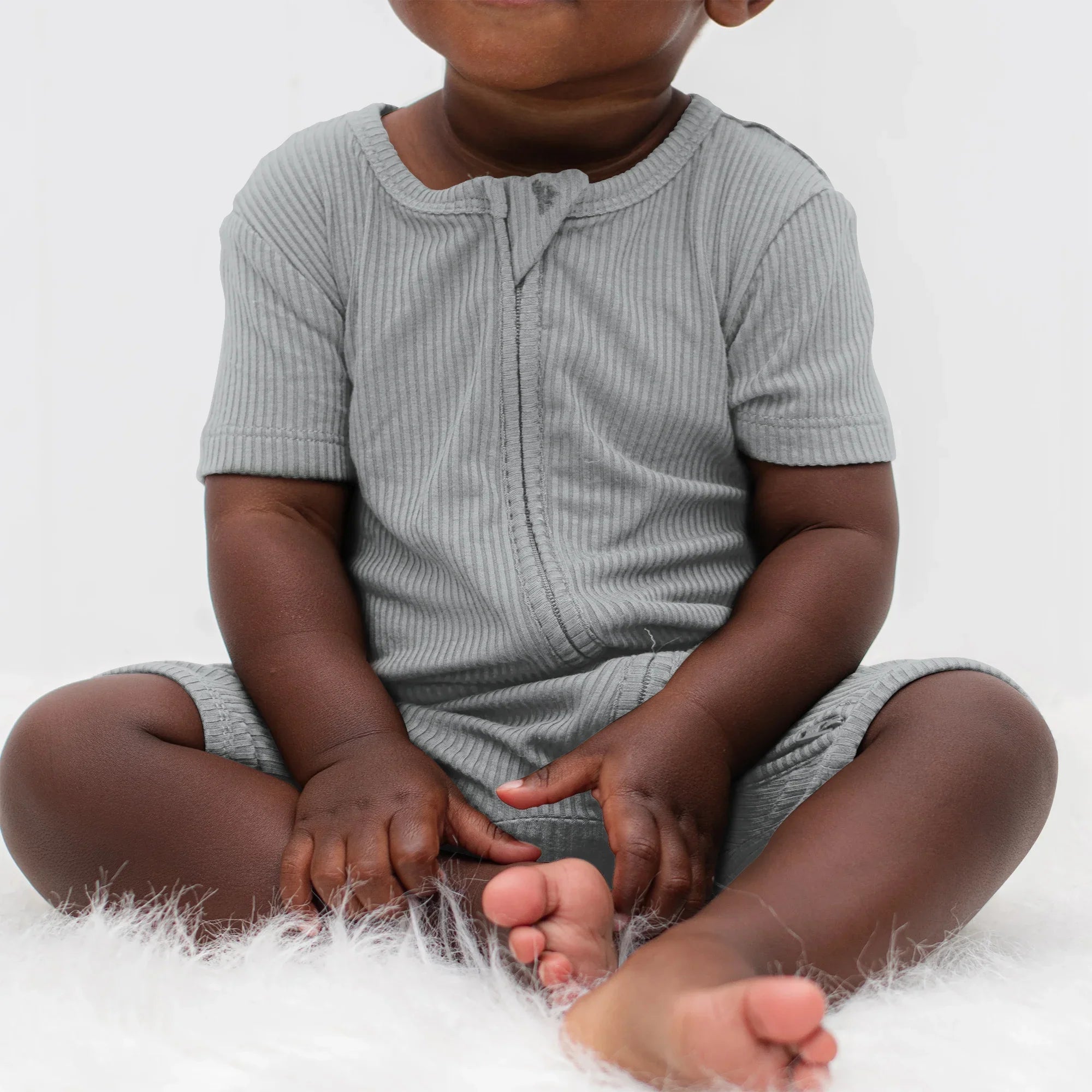 Moon Grey Ribbed Shorty Zippy - StazzyBaby