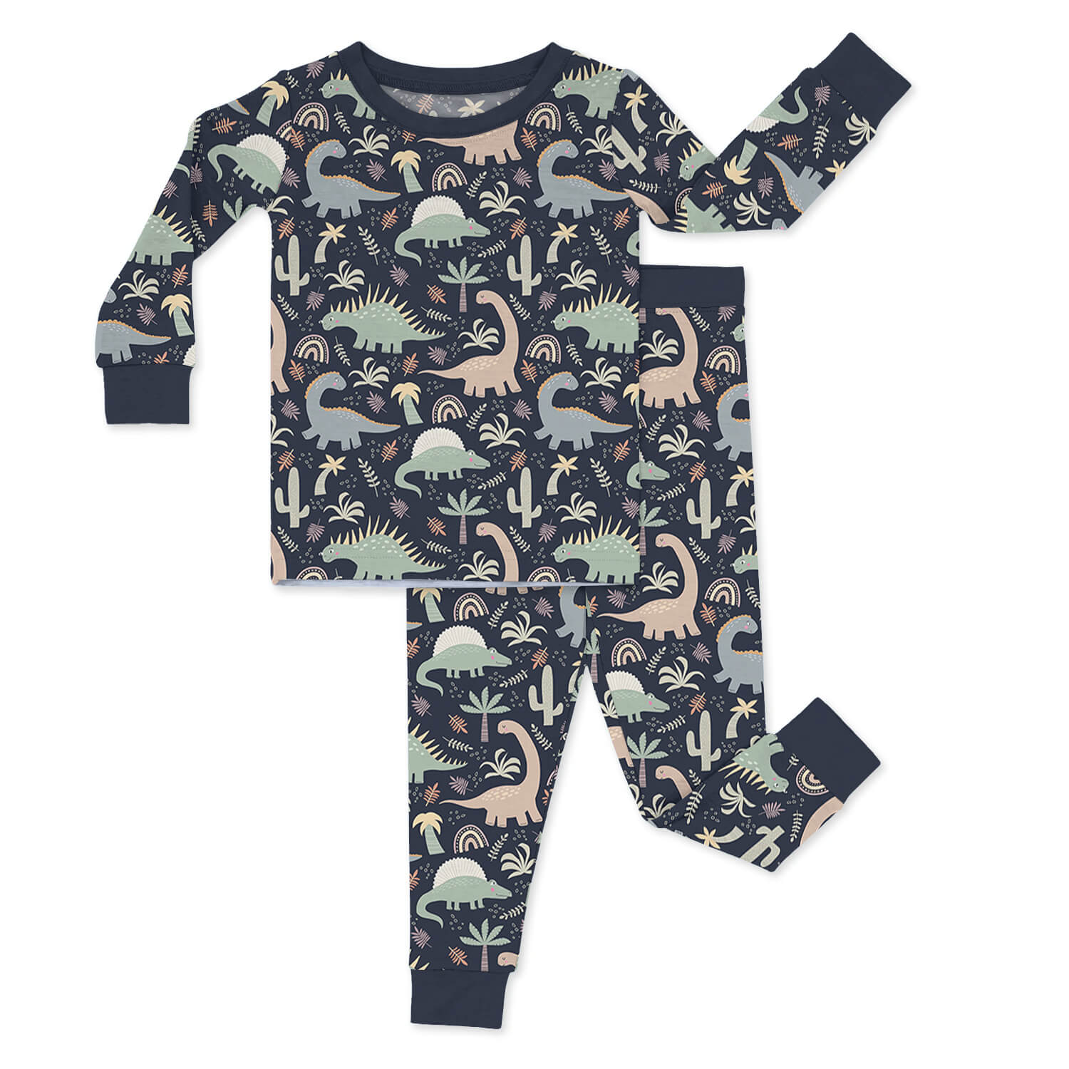 Navy Jurassic Jungle Two Piece Pajama Set - StazzyBaby
