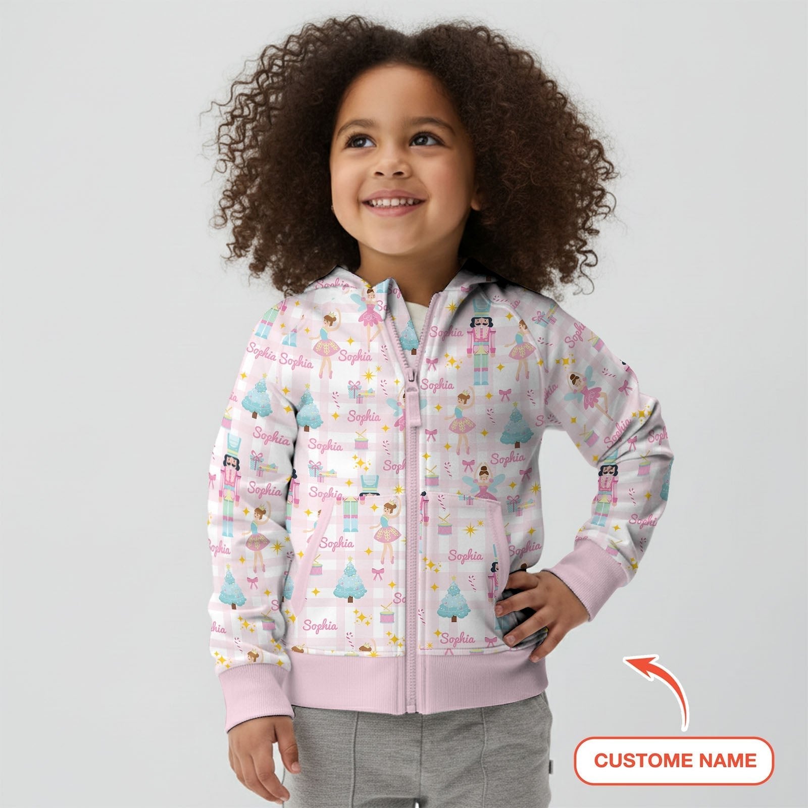 Nutcracker And Ballerinas Custom Name Zip Hoodie - StazzyBaby