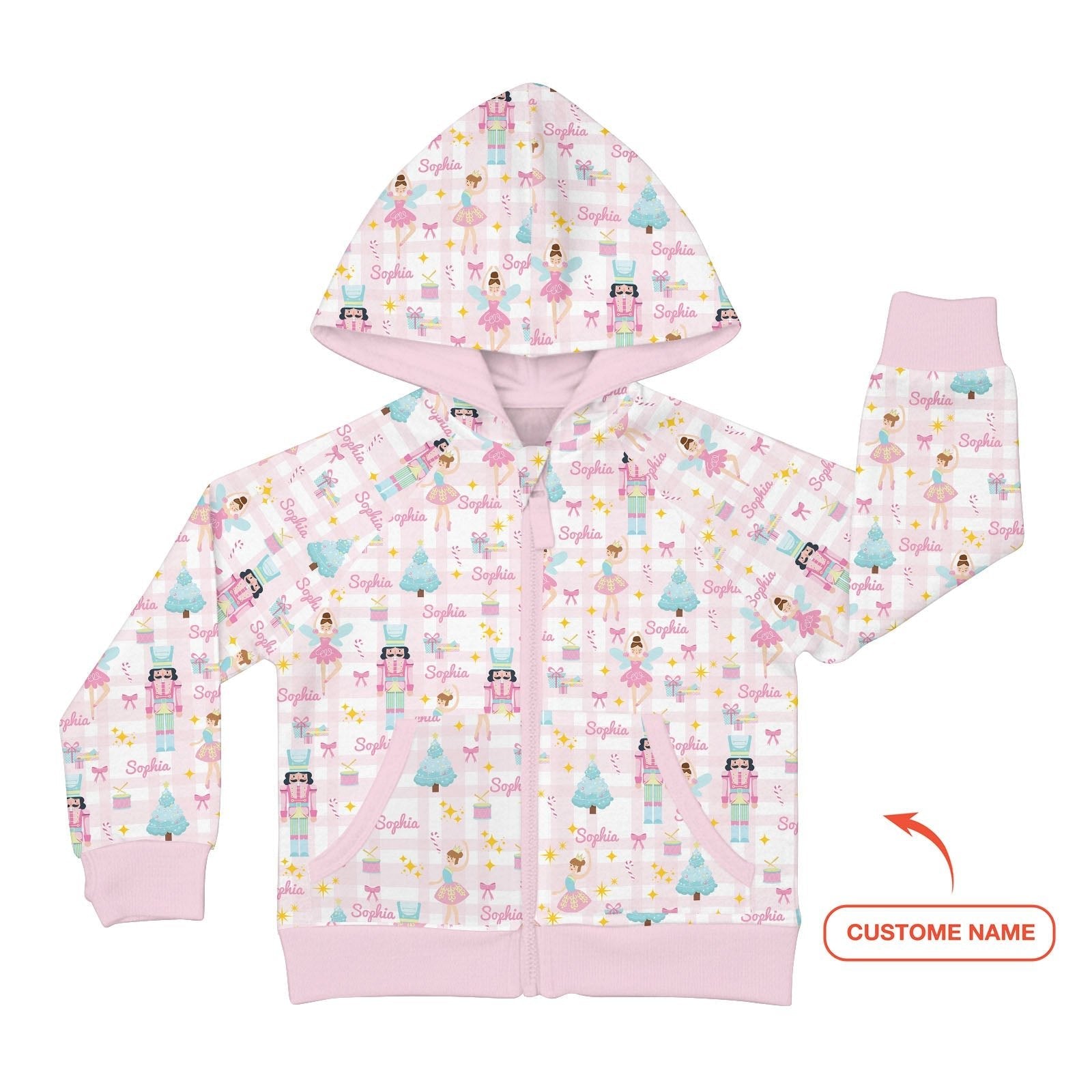 Nutcracker And Ballerinas Custom Name Zip Hoodie - StazzyBaby