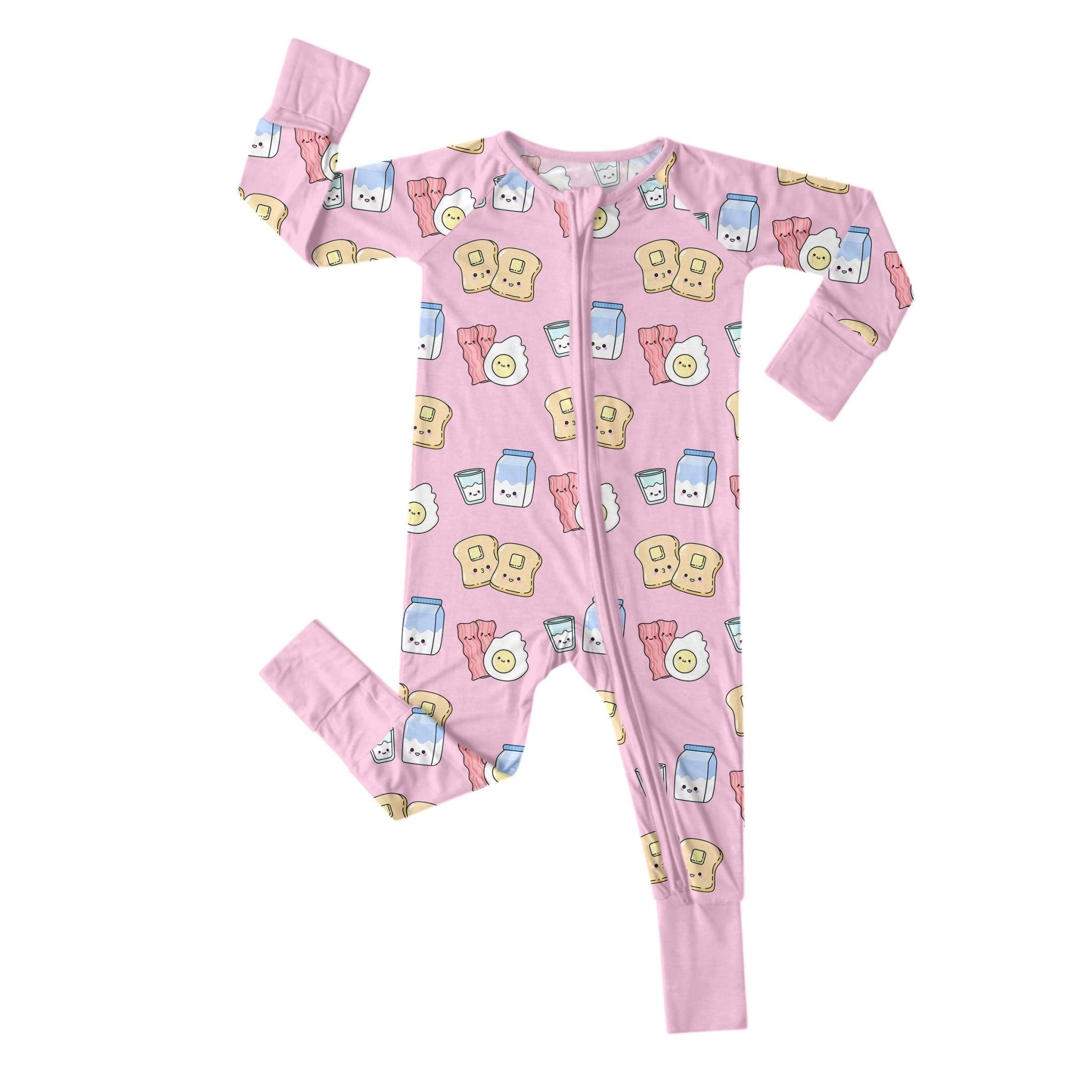 Pink Breakfast Buddies Convertible Zippered Romper - StazzyBaby