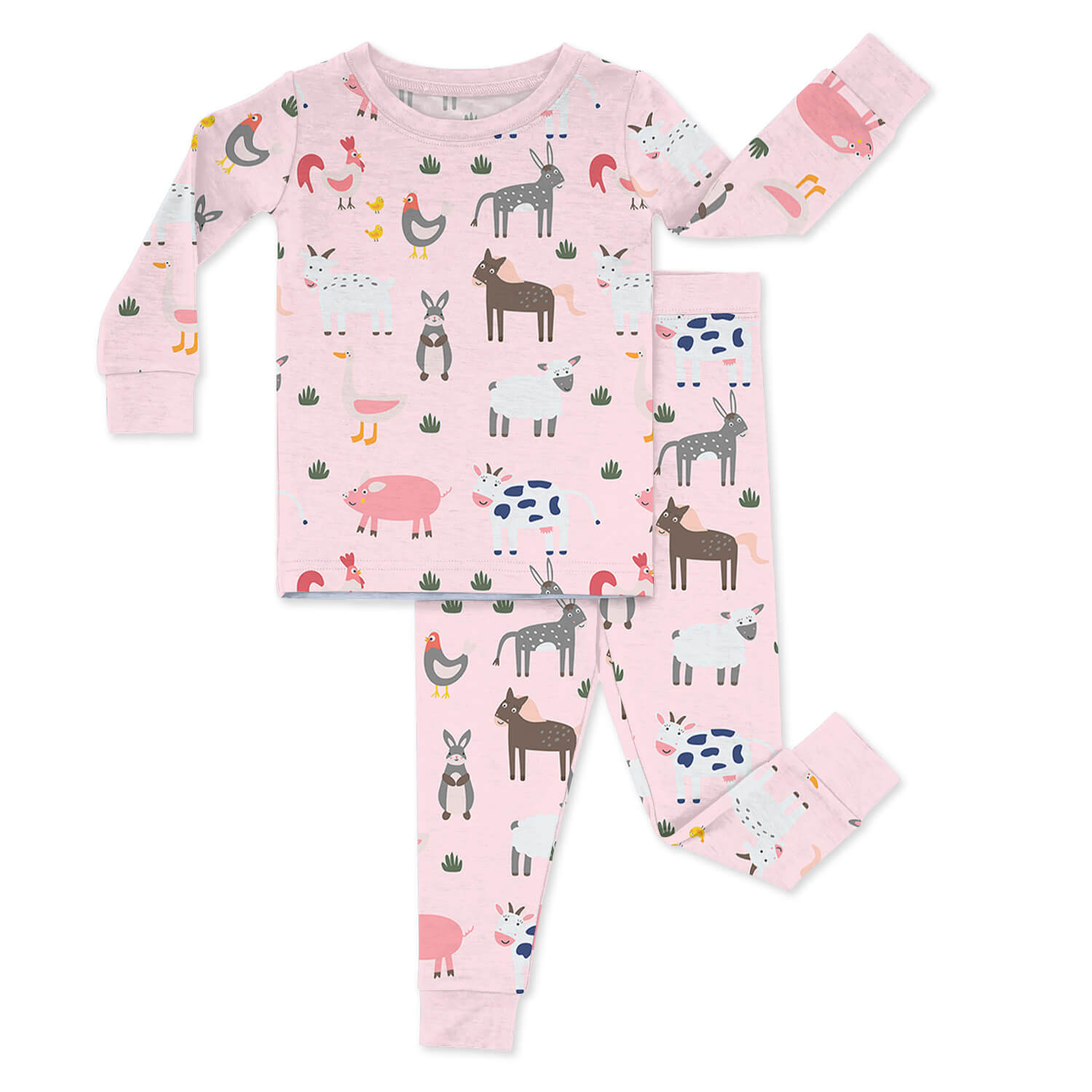 Pink Farm Animals Two Piece Pajama Set - StazzyBaby