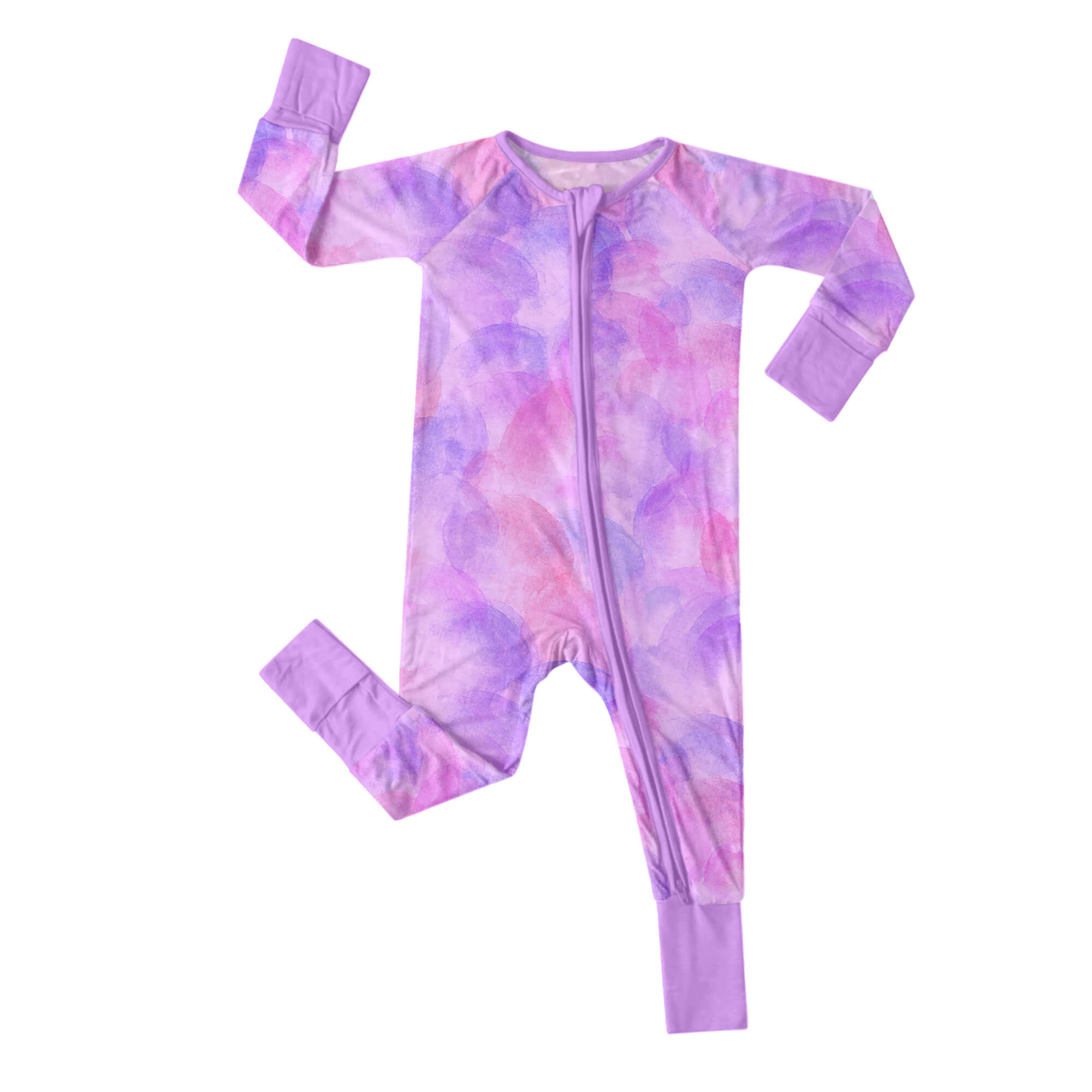 Purple Watercolor Convertible Zippered Romper
