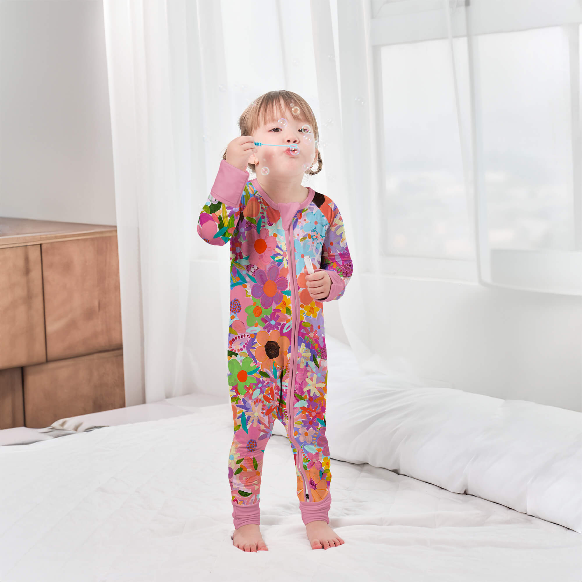 Rainbow Blooms Convertible Zippered Romper - StazzyBaby