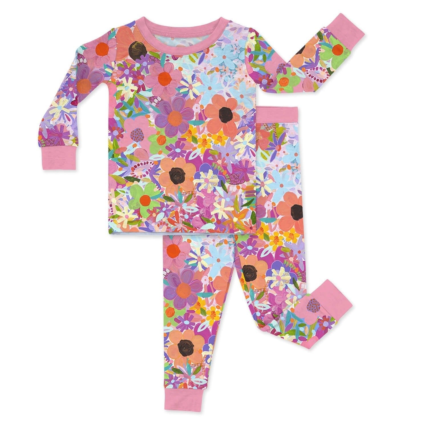 Rainbow Blooms Two Piece Pajama Set - StazzyBaby