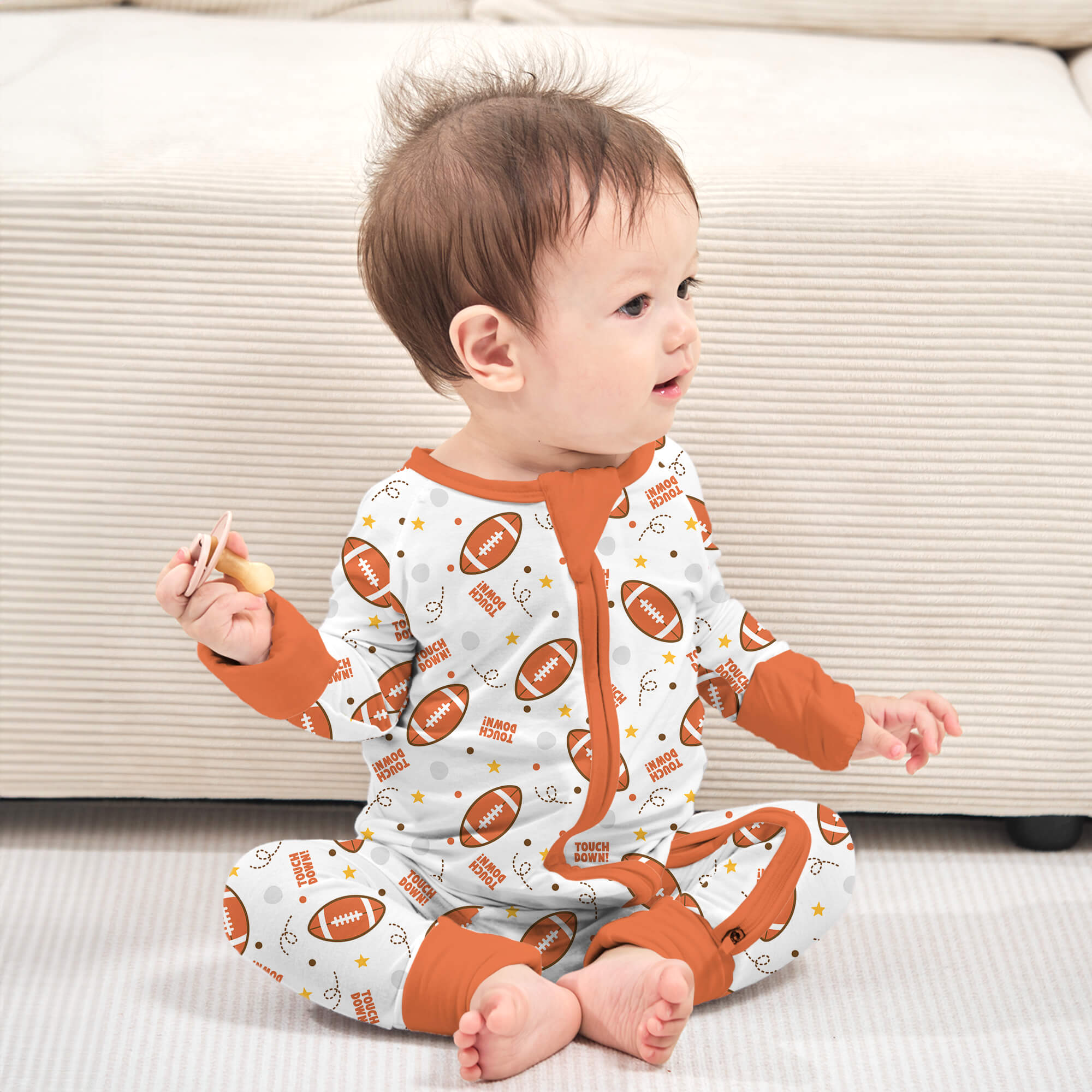 Rugby Touch Down Convertible Zippered Romper - StazzyBaby