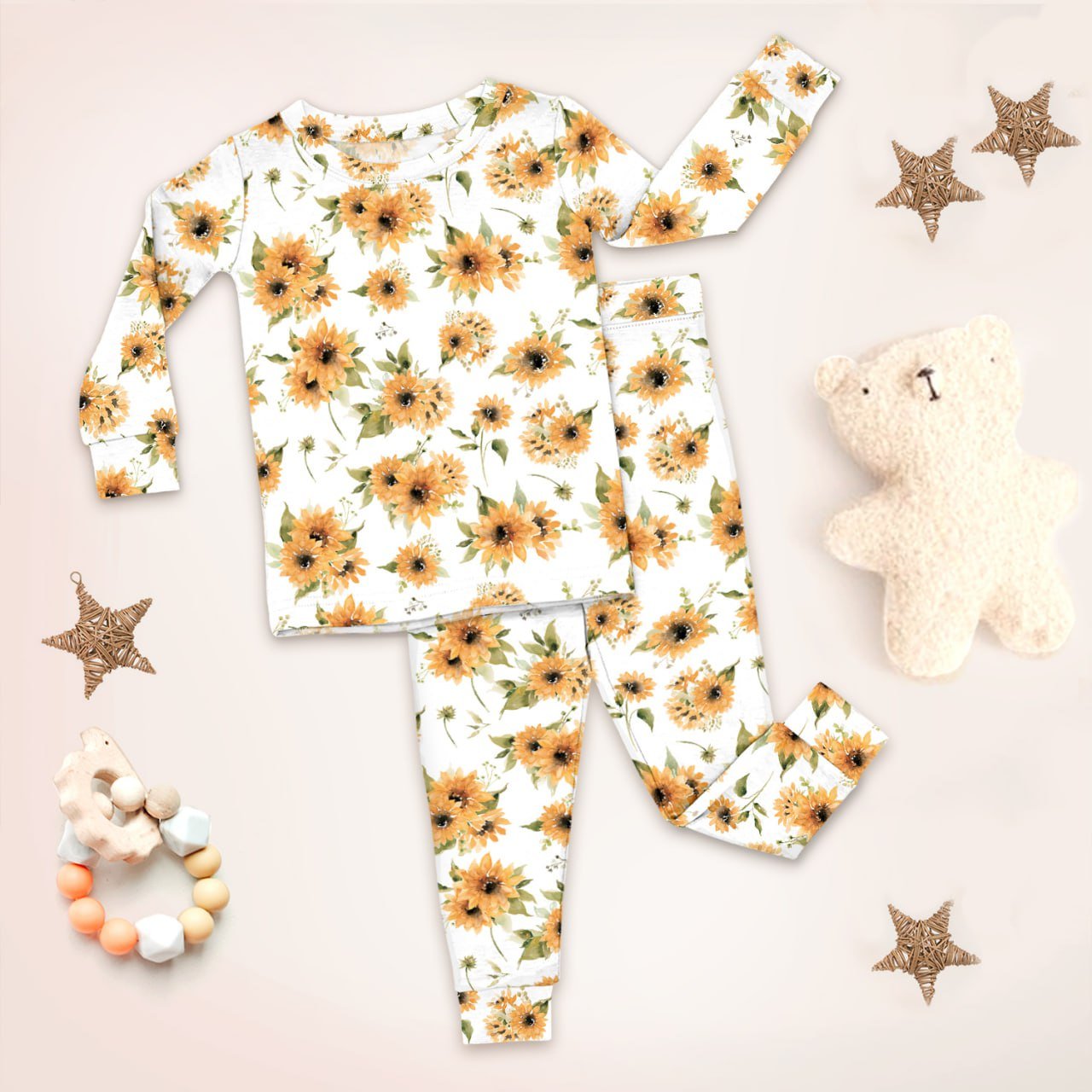 Savannah's Sunflowers Two Piece Long Sleeve Pajama Set - StazzyBaby