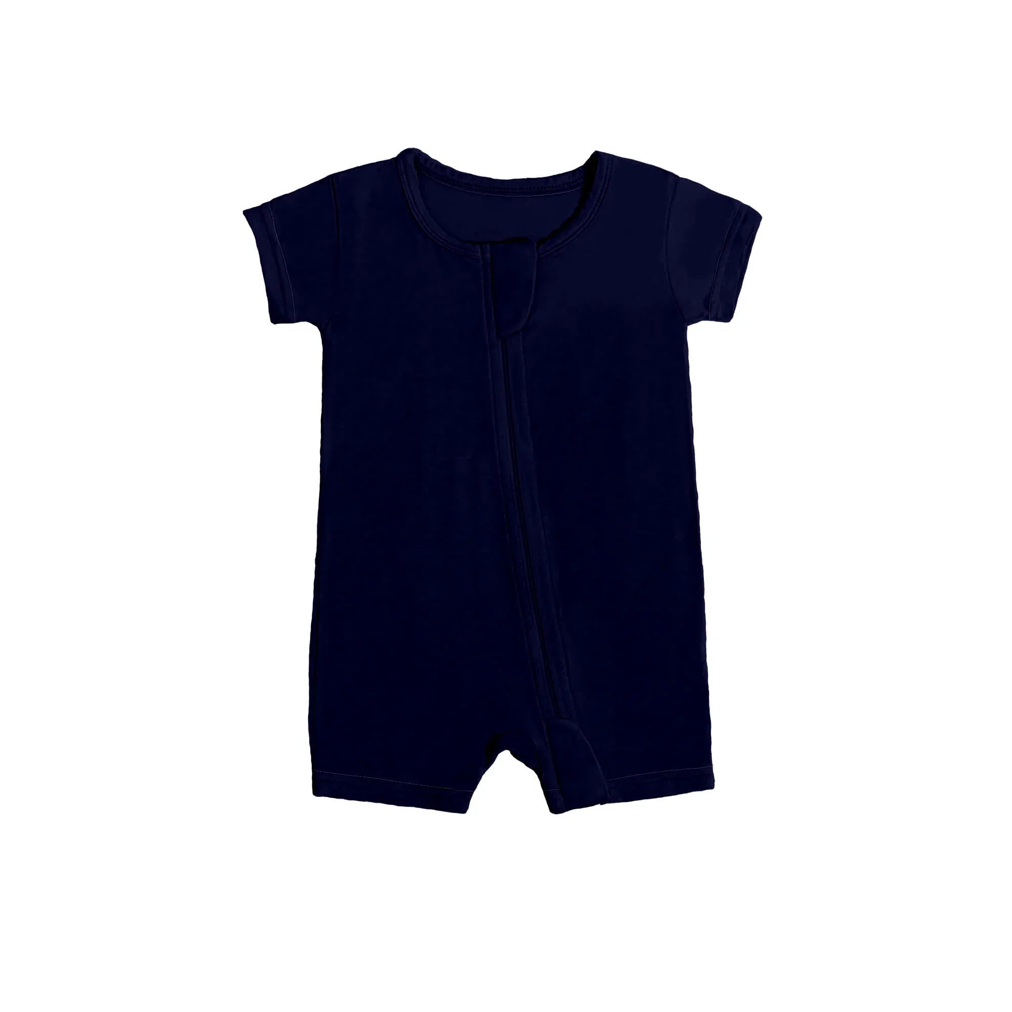 Shorty Zippered Romper in Cetacean Blue - StazzyBaby