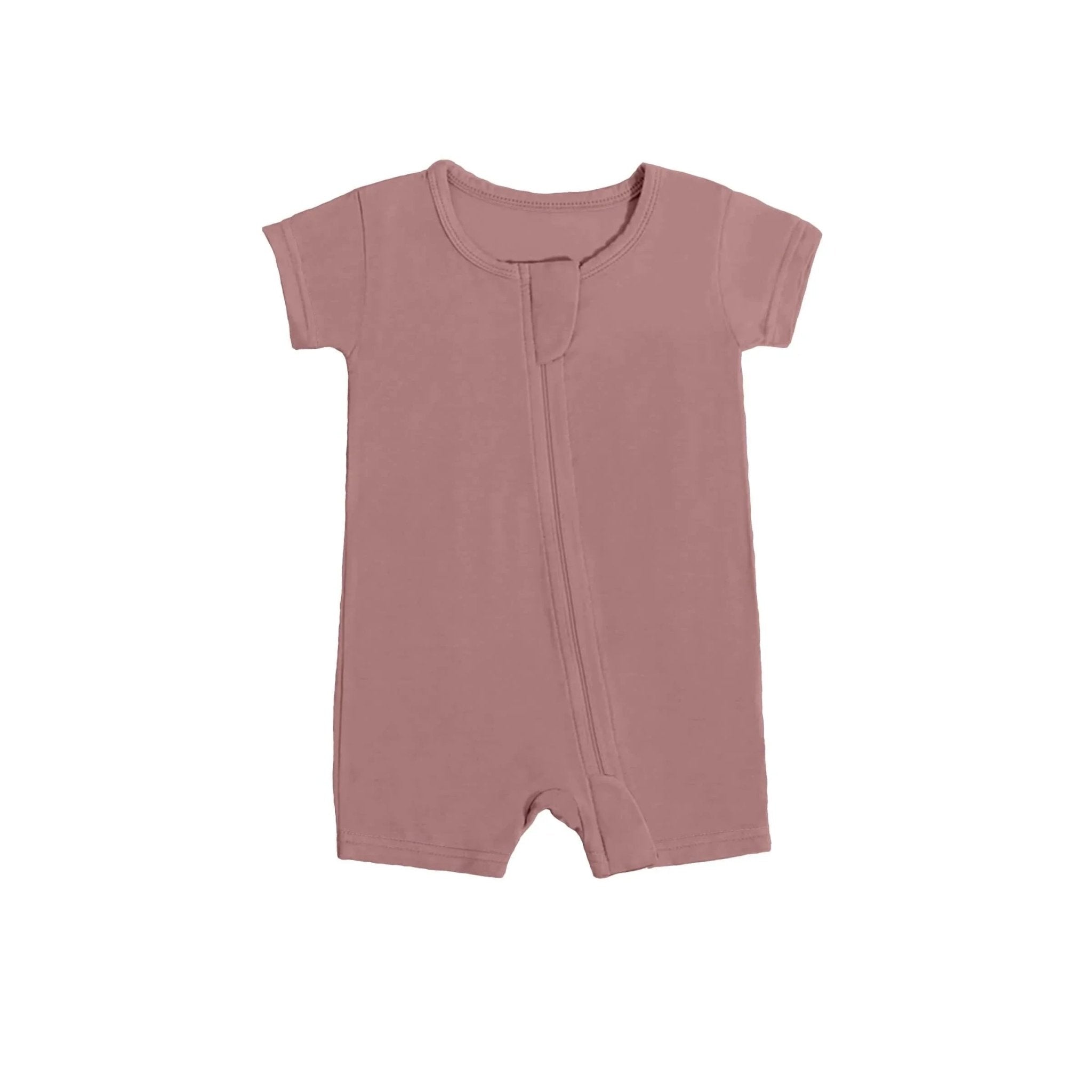 Shorty Zippered Romper in Rosy Brown - StazzyBaby