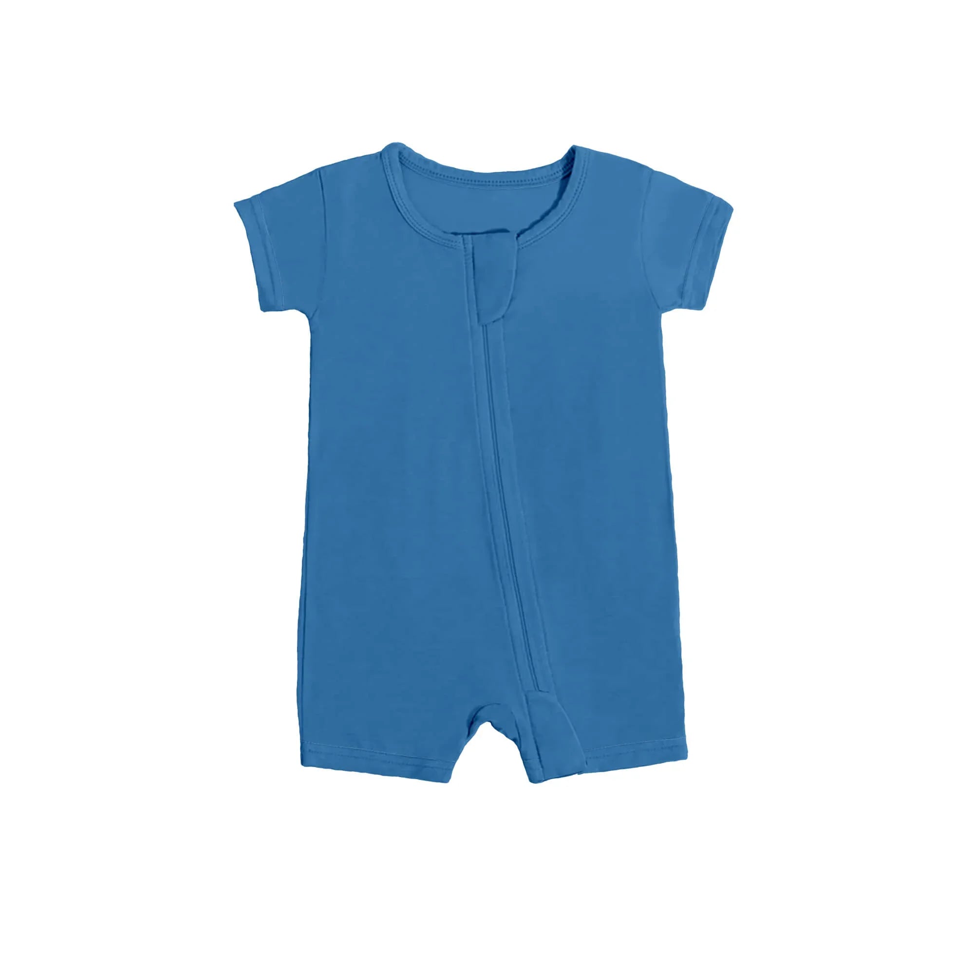 Shorty Zippered Romper in Steel Blue - StazzyBaby