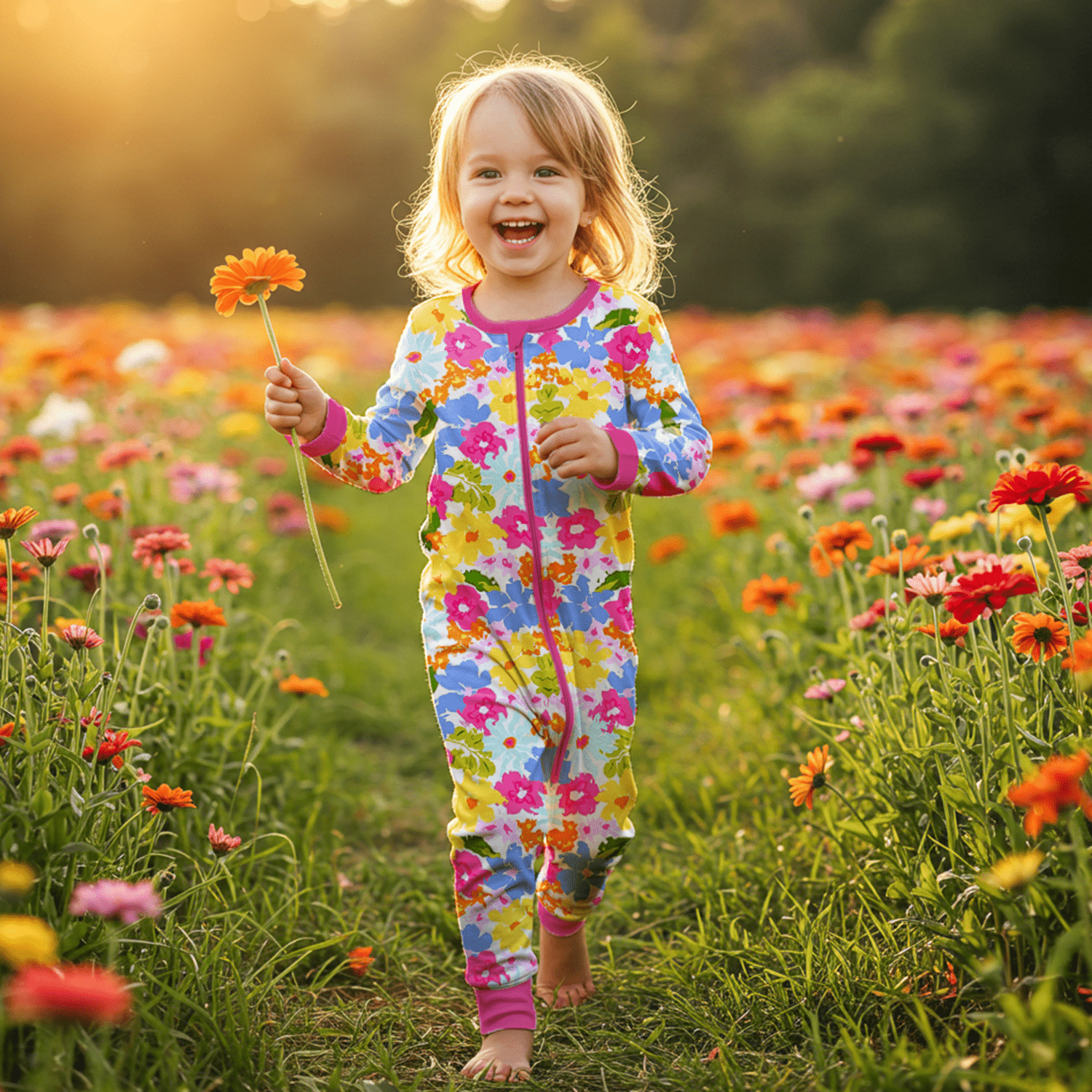 Summer Flowers Convertible Zippered Romper - StazzyBaby