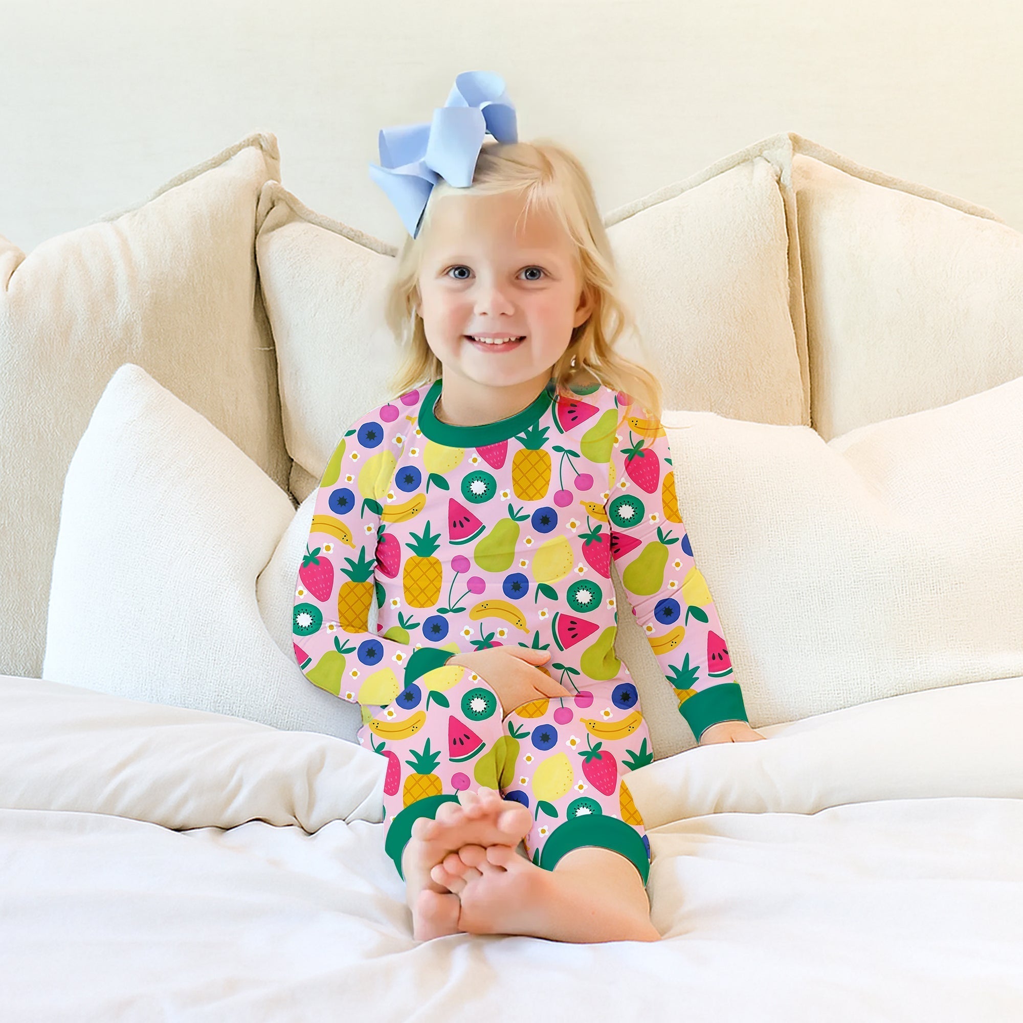 Summer Fruits Two Piece Long Sleeve Pajama Set - StazzyBaby