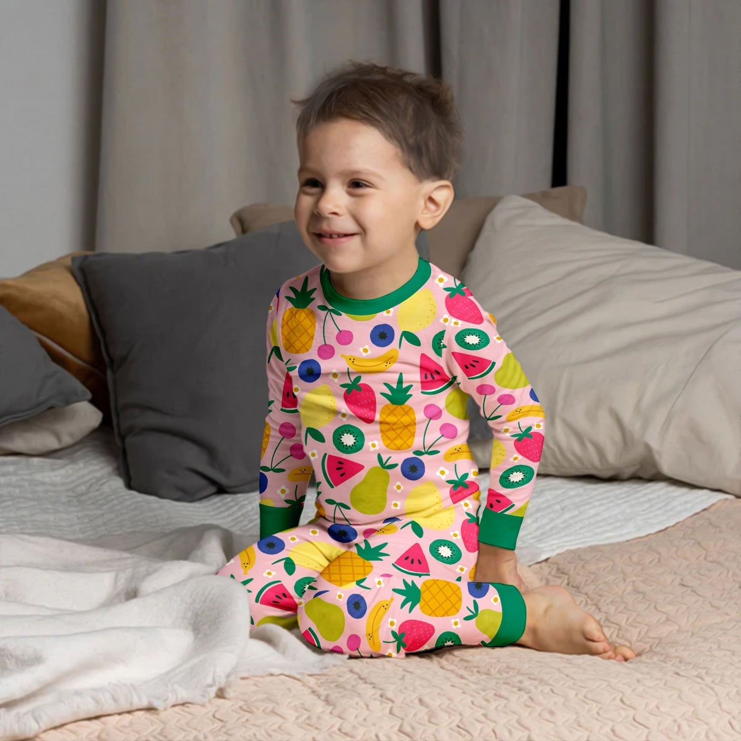Summer Fruits Two Piece Long Sleeve Pajama Set - StazzyBaby