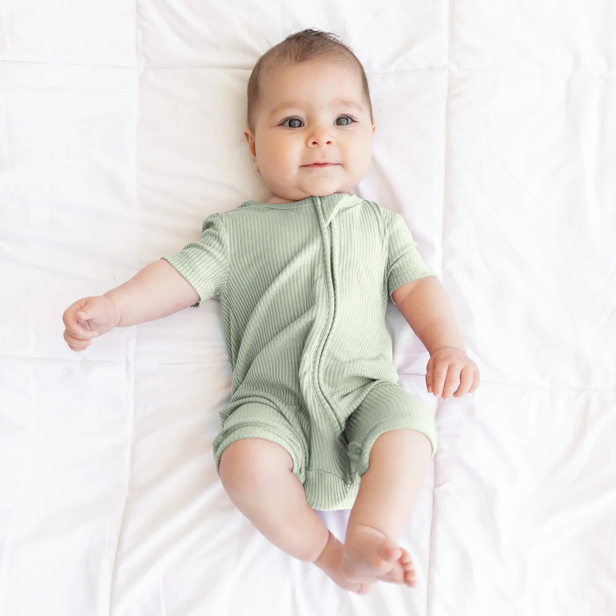 Sweet Sage Ribbed Shorty Zippy - StazzyBaby