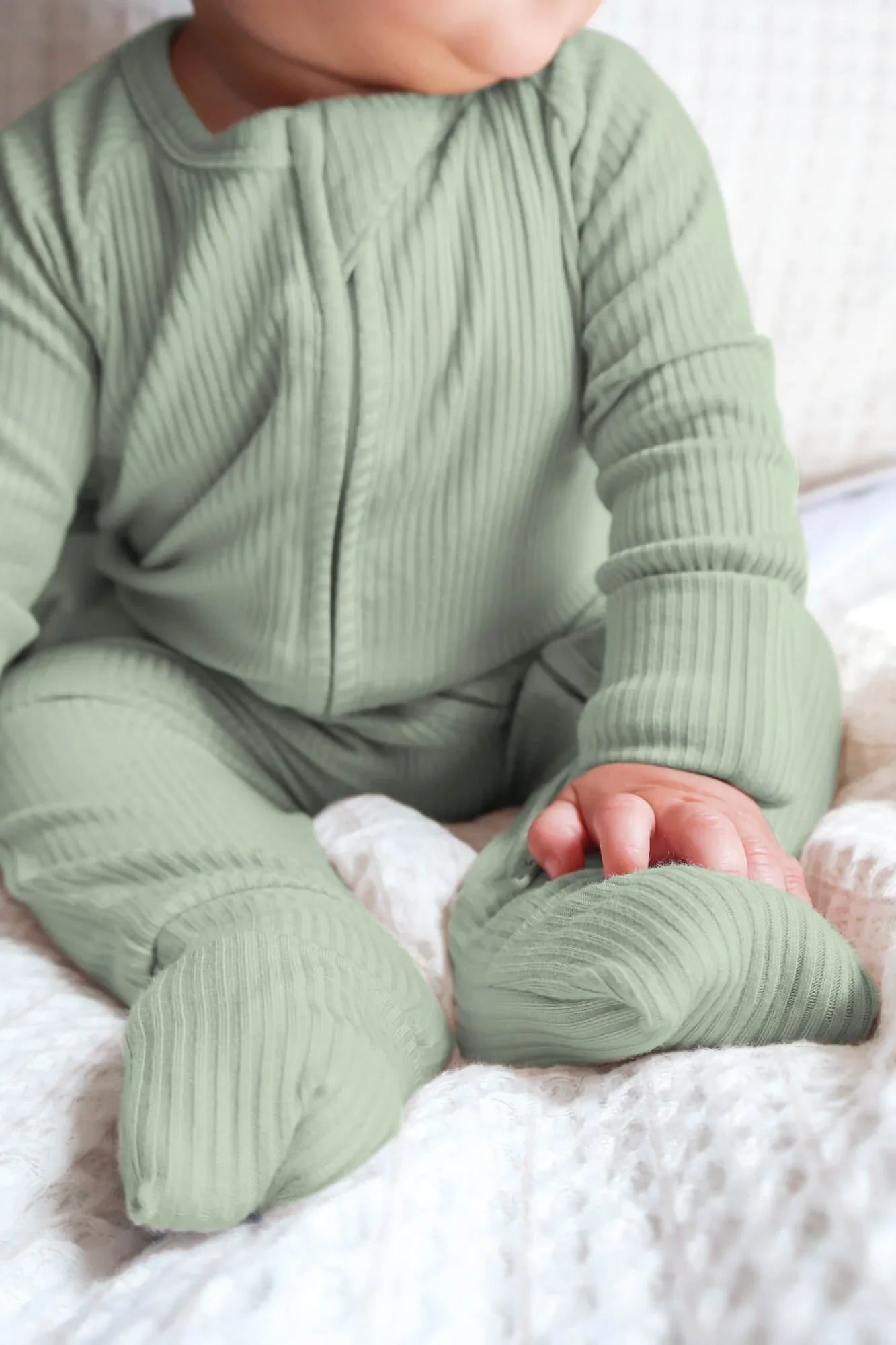 Sweet Sage Ribbed Zippy - StazzyBaby