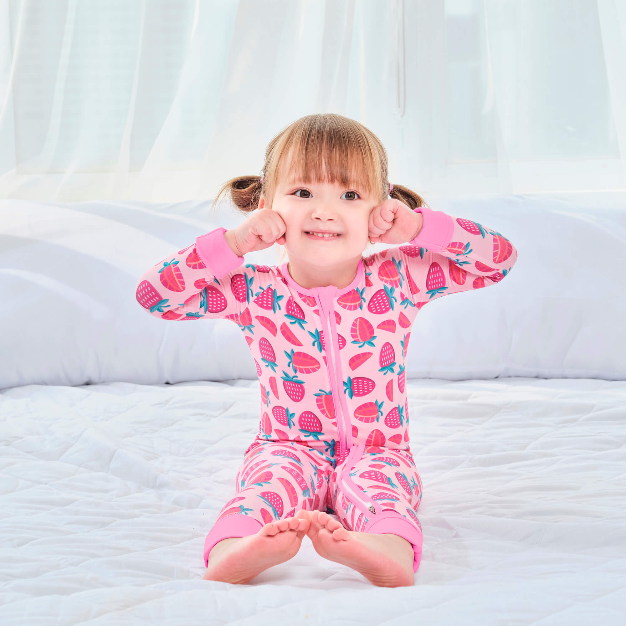 Sweet Strawberries Convertible Zippered Romper - StazzyBaby