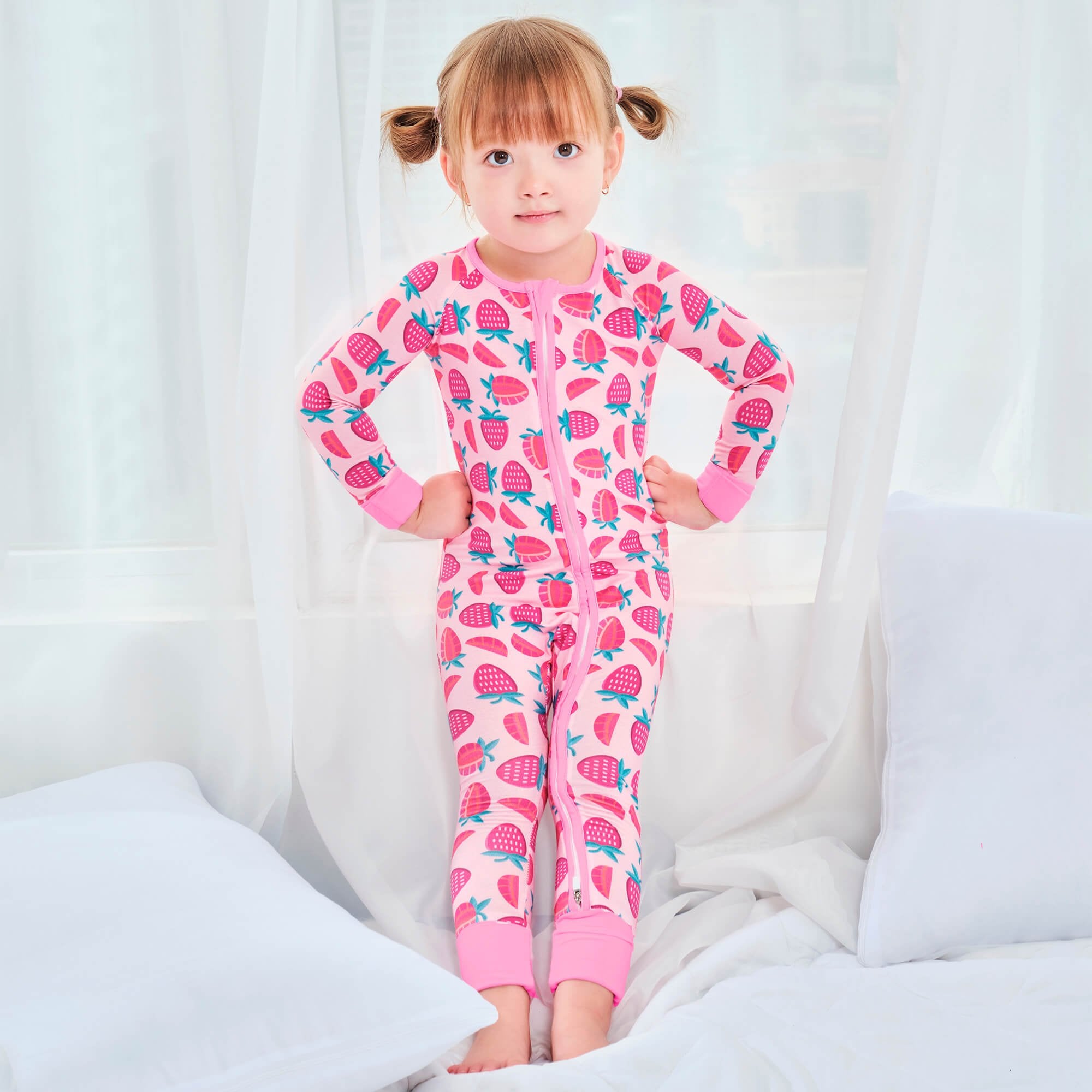 Sweet Strawberries Convertible Zippered Romper - StazzyBaby