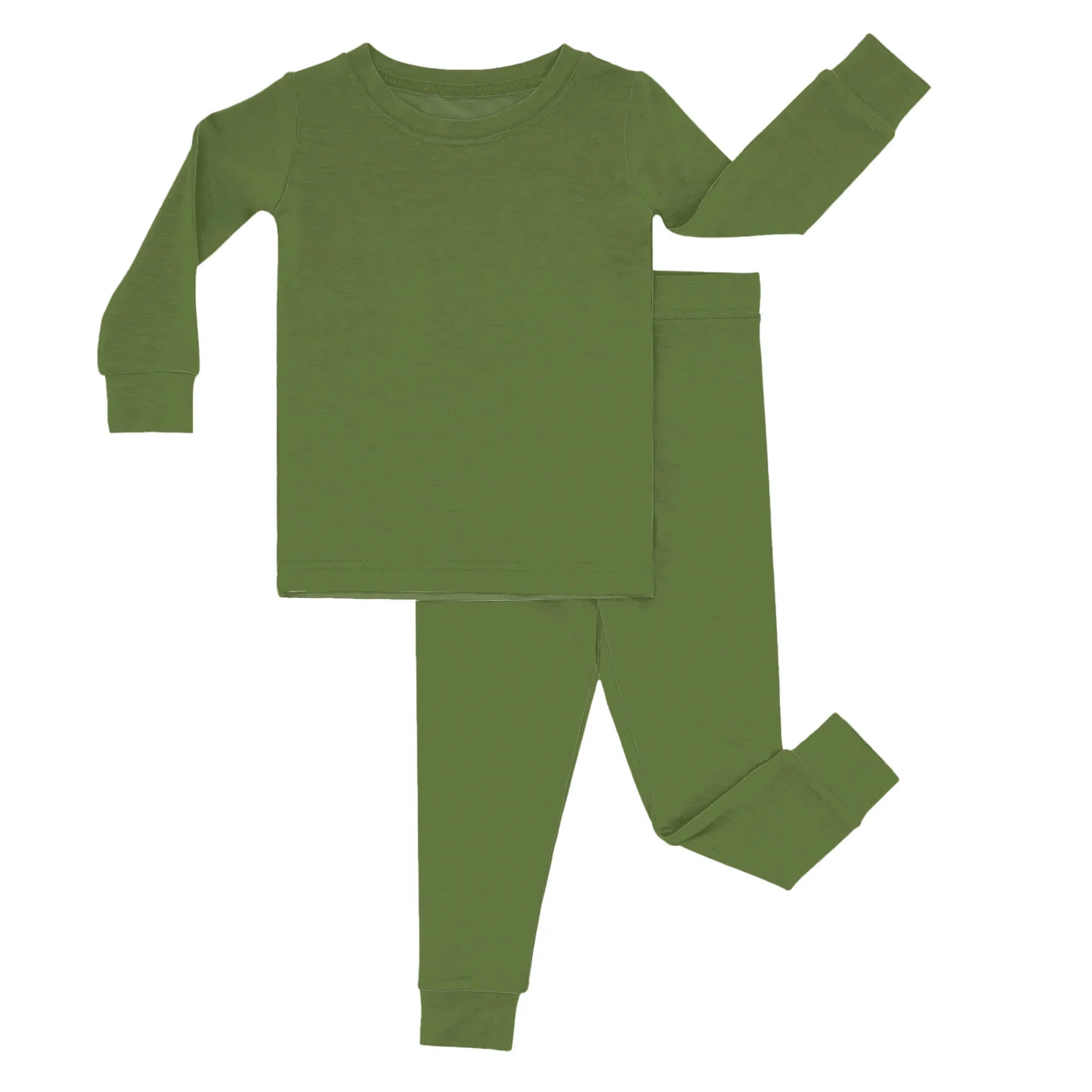 Two Piece Pajama Set In Dark Olive Green - StazzyBaby