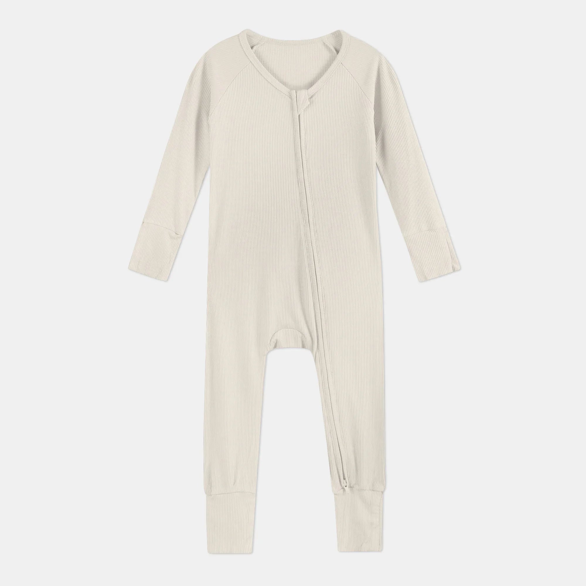 Vanilla Cream Ribbed Zippy - StazzyBaby