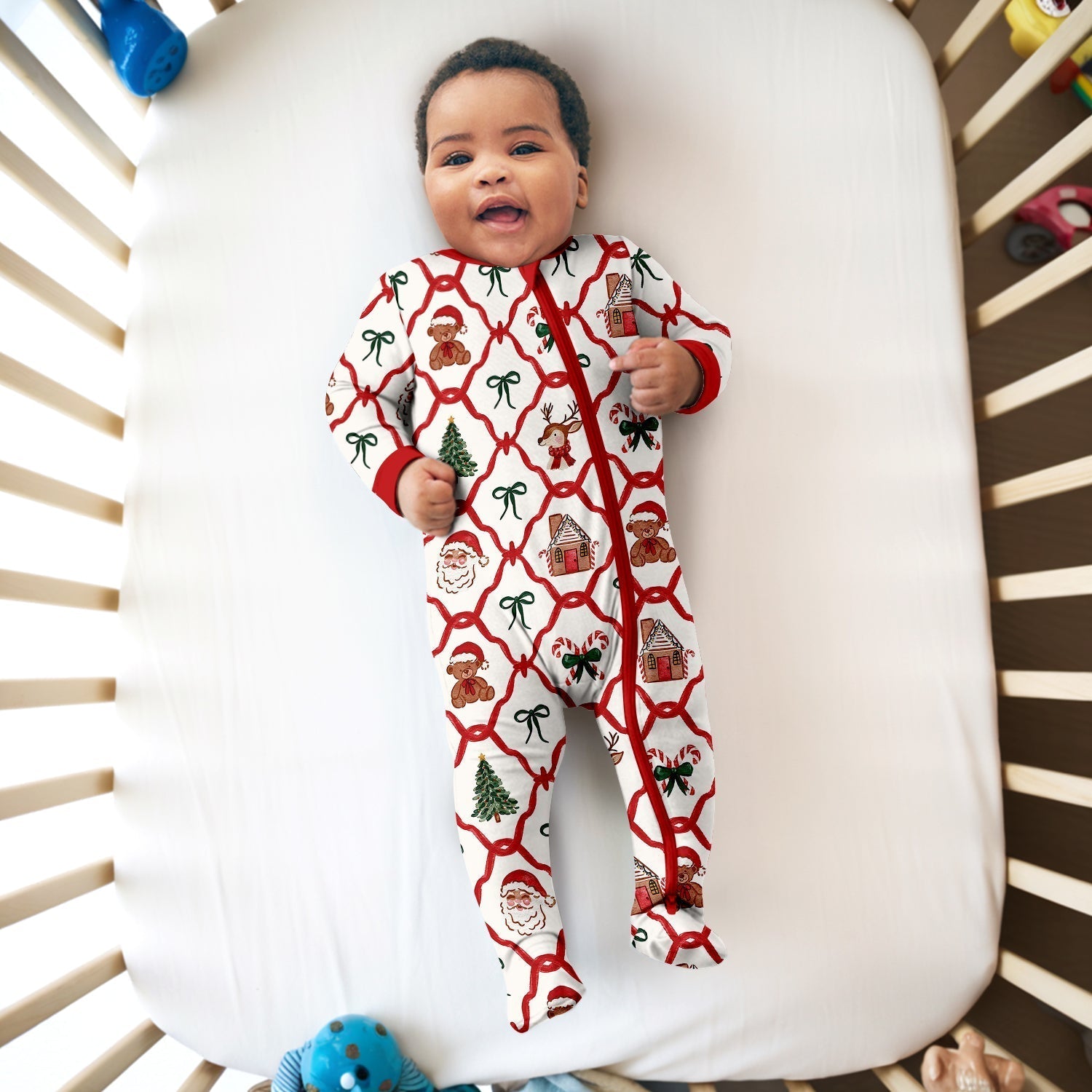 Vintage Christmas Convertible Zippered Romper - StazzyBaby