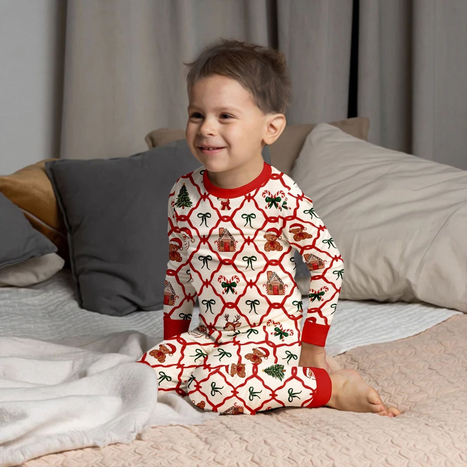 Vintage Christmas Two Piece Long Sleeve Pajama Set - StazzyBaby