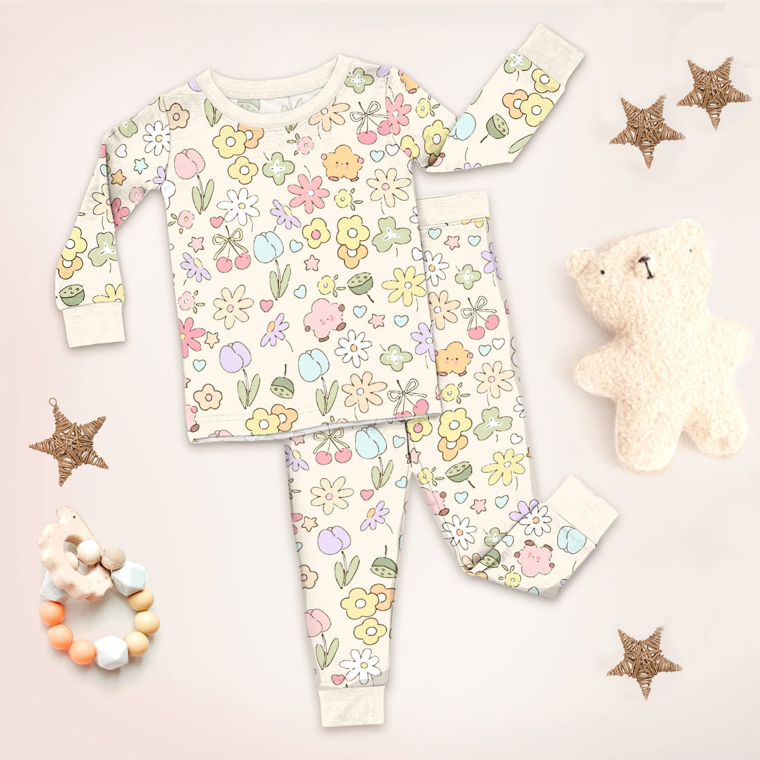 Whimsical Bloom Two Piece Long Sleeve Pajama Set - StazzyBaby