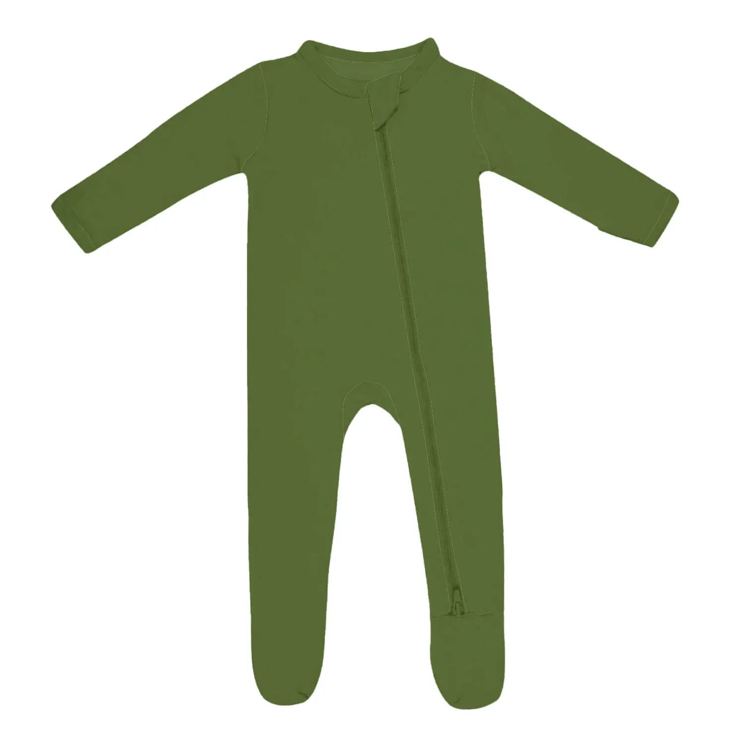 Zippered Footie Romper In Dark Olive Green - StazzyBaby