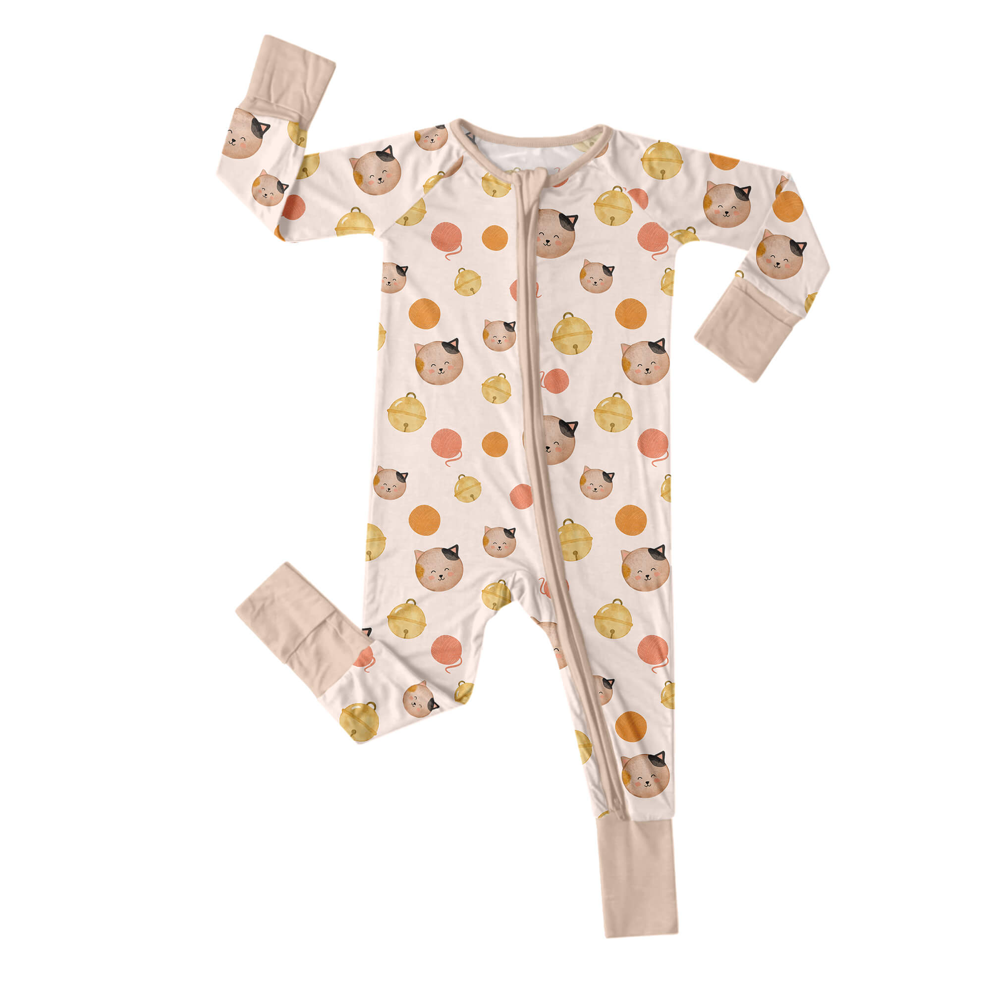 Cats in Watercolor Convertible Zippered Romper
